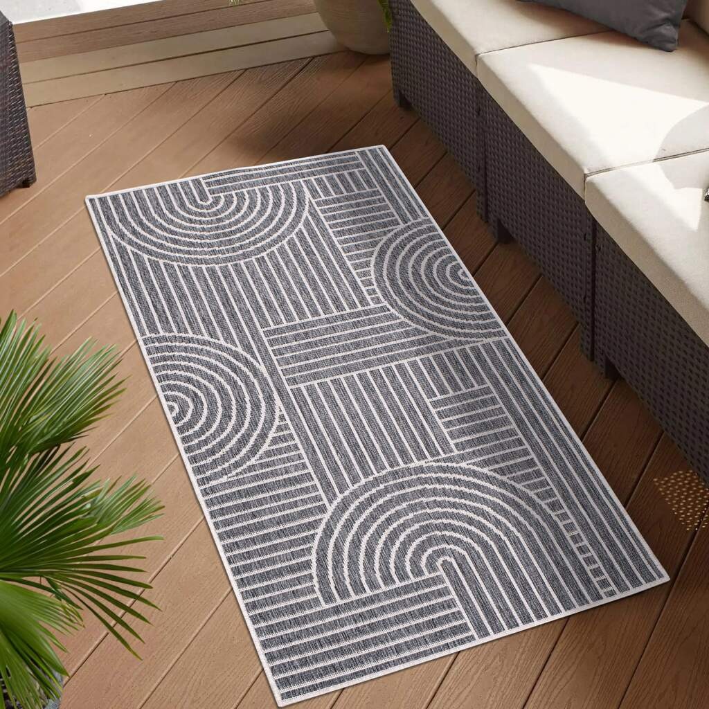 Carpet City Outdoorteppich »DUO RUG 5842«, rechteckig, 5 mm Höhe, Wendeteppich Wetterfest In- & Outdoor, Balkon, Terrasse, Wohnzimmer
