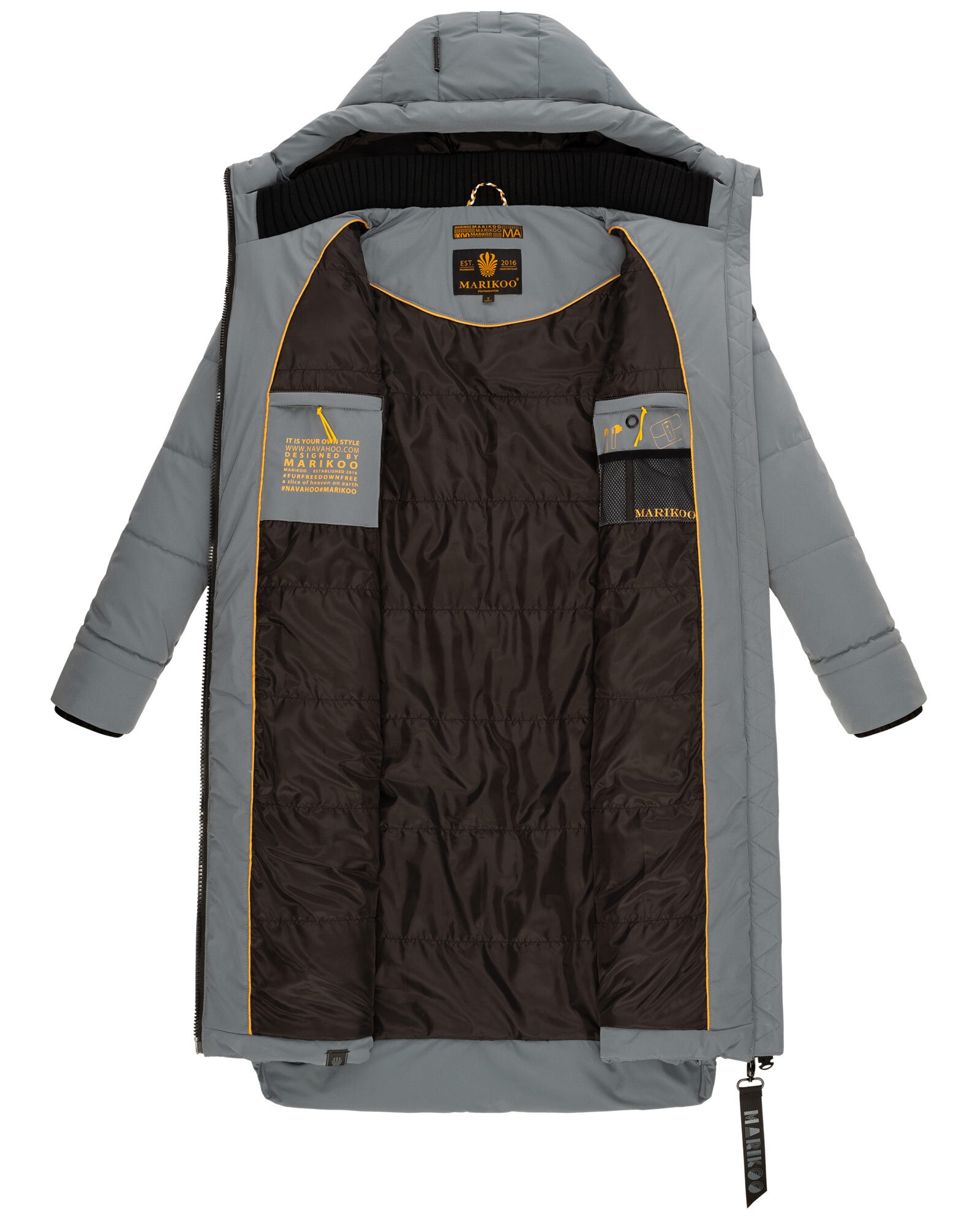 Marikoo Winterjacke »Benikoo«, langer Winter Mantel gesteppt