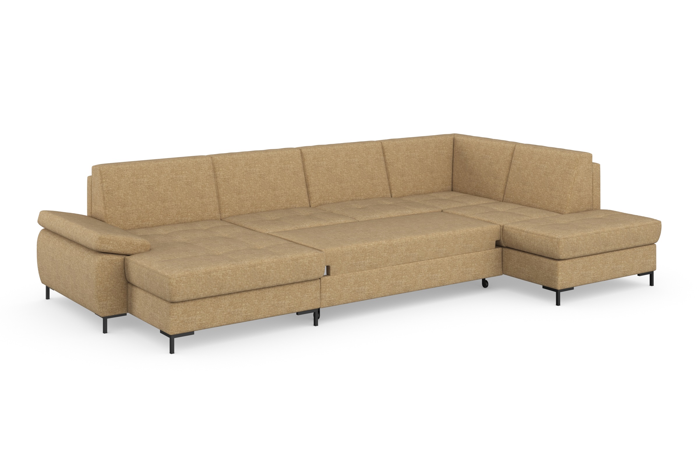 DOMO collection Wohnlandschaft »Capelo, komfortabel, klare Linien zeichnen dieses Design aus, U-Form«, mit Armteilverstellung, wahlweise mit Bettfunktion, Federkern