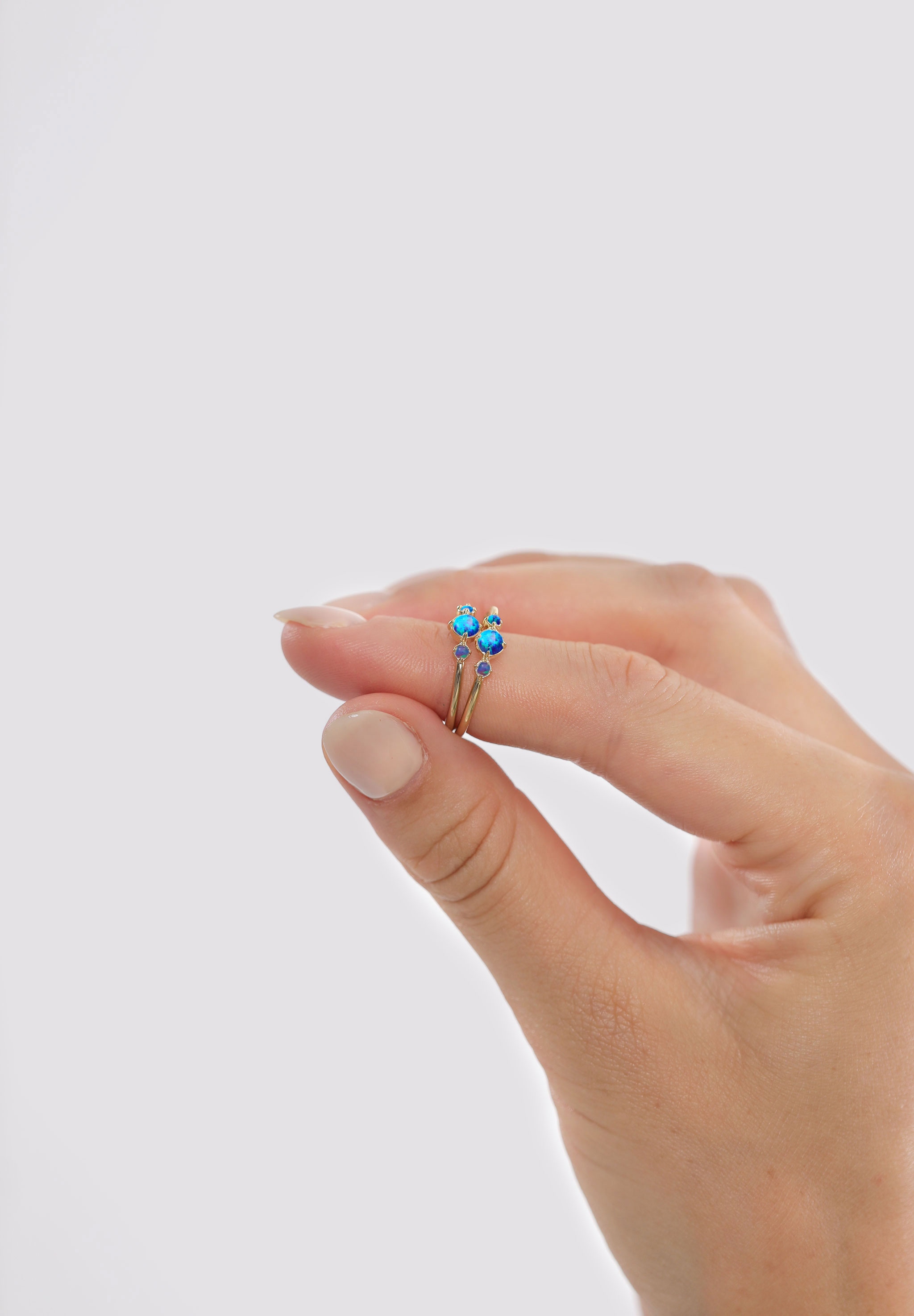 Elli Fingerring »Opal Rund Trio Vintage 925er Silber«