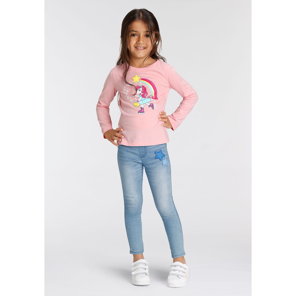 KIDSWORLD Langarmshirt »Einhorn auf Rollschuhen«, Basic Form