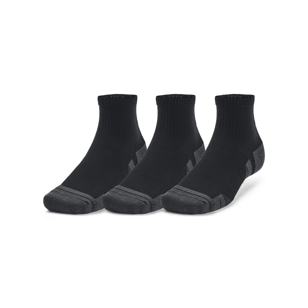 UNDER ARMOUR Mädchen Sportsocken "UA PERFORMANCE TECH 3PK QTR", Gr. XL, schwarz, Obermaterial: 98% Polyester, 2% Elasthan, Socken