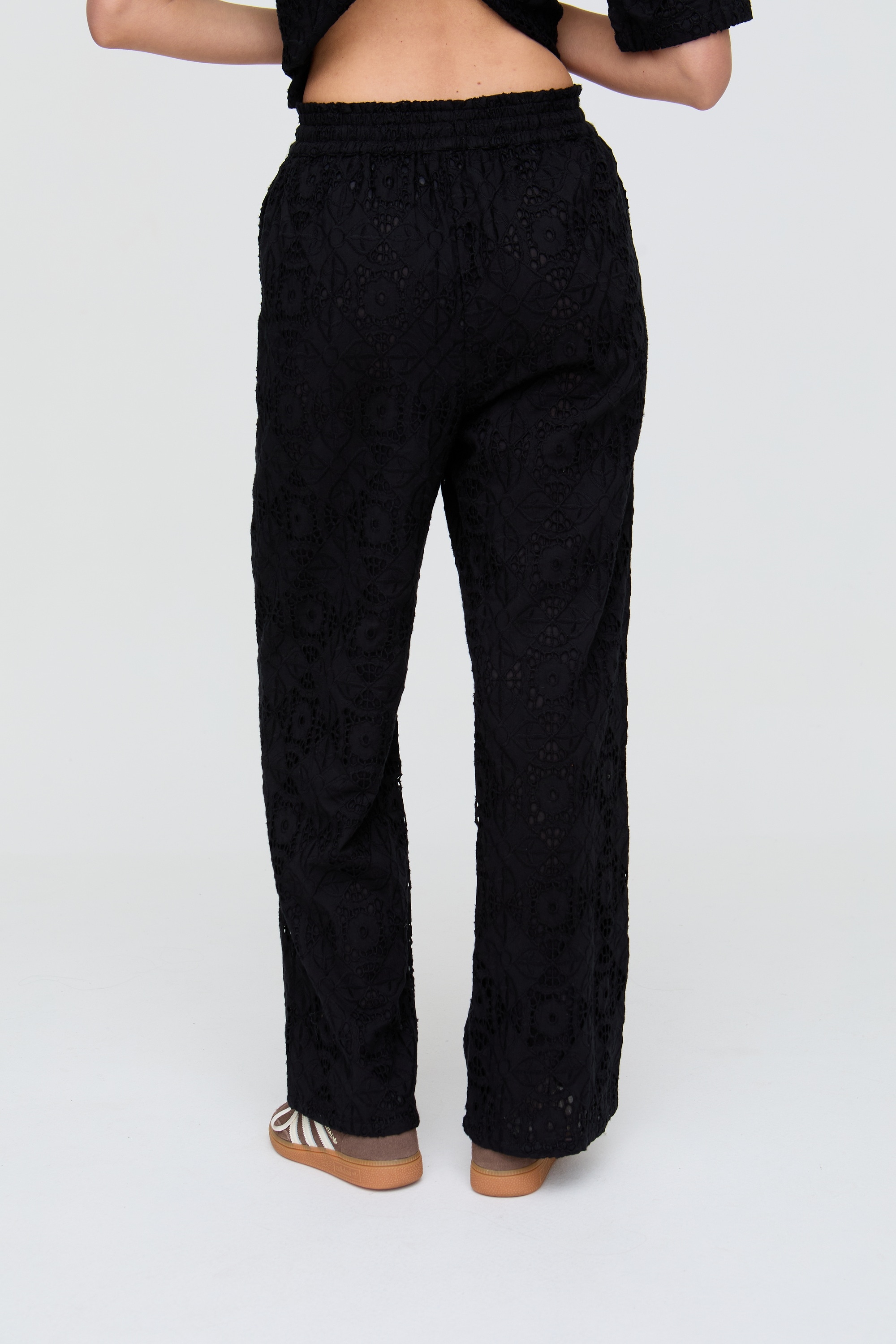 RAFFYA Jerseyhose »Opal Broderie Anglaise Wide Leg Trouser Damen«