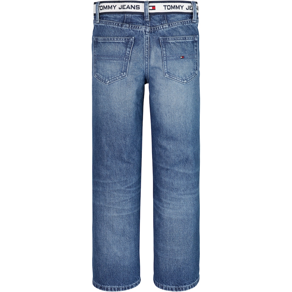 Tommy Hilfiger Girlfriend-Jeans »GIRLFRIEND MONOTYPE TAPE«, Kinder Kids Junior MiniMe,mit Gürtelimitat in Labelfarben