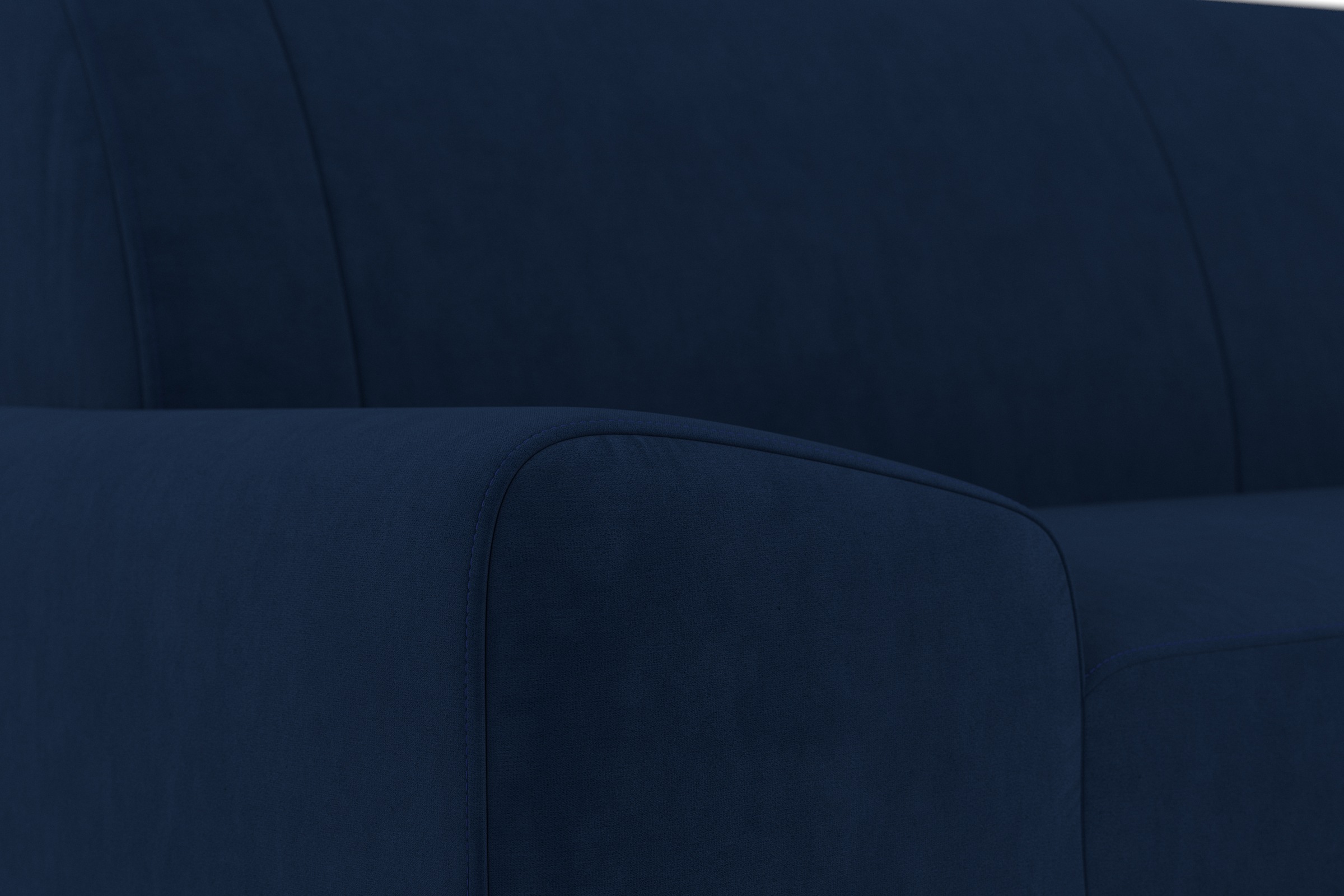 DOMO collection Ecksofa »Anzio L-Form, whlw. Bettfunktion, Federkern, hochwertig, Breite 271 cm«, Mit Bettfunktion, Recamiere rechts, Samtoptik, marine