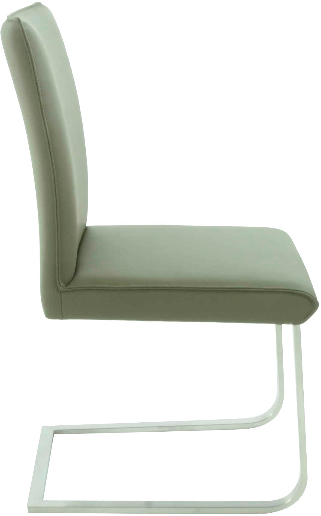 Freischwinger K+W KOMFORT & WOHNEN "Santos III", beige (zypresse 21, edelstahlfarbig), B:47cm H:99cm T:62cm, Stühle, Freischwinger, mit Sattlernaht, Gestell aus Edelstahl, hochwertiger Sitzkomfort 3