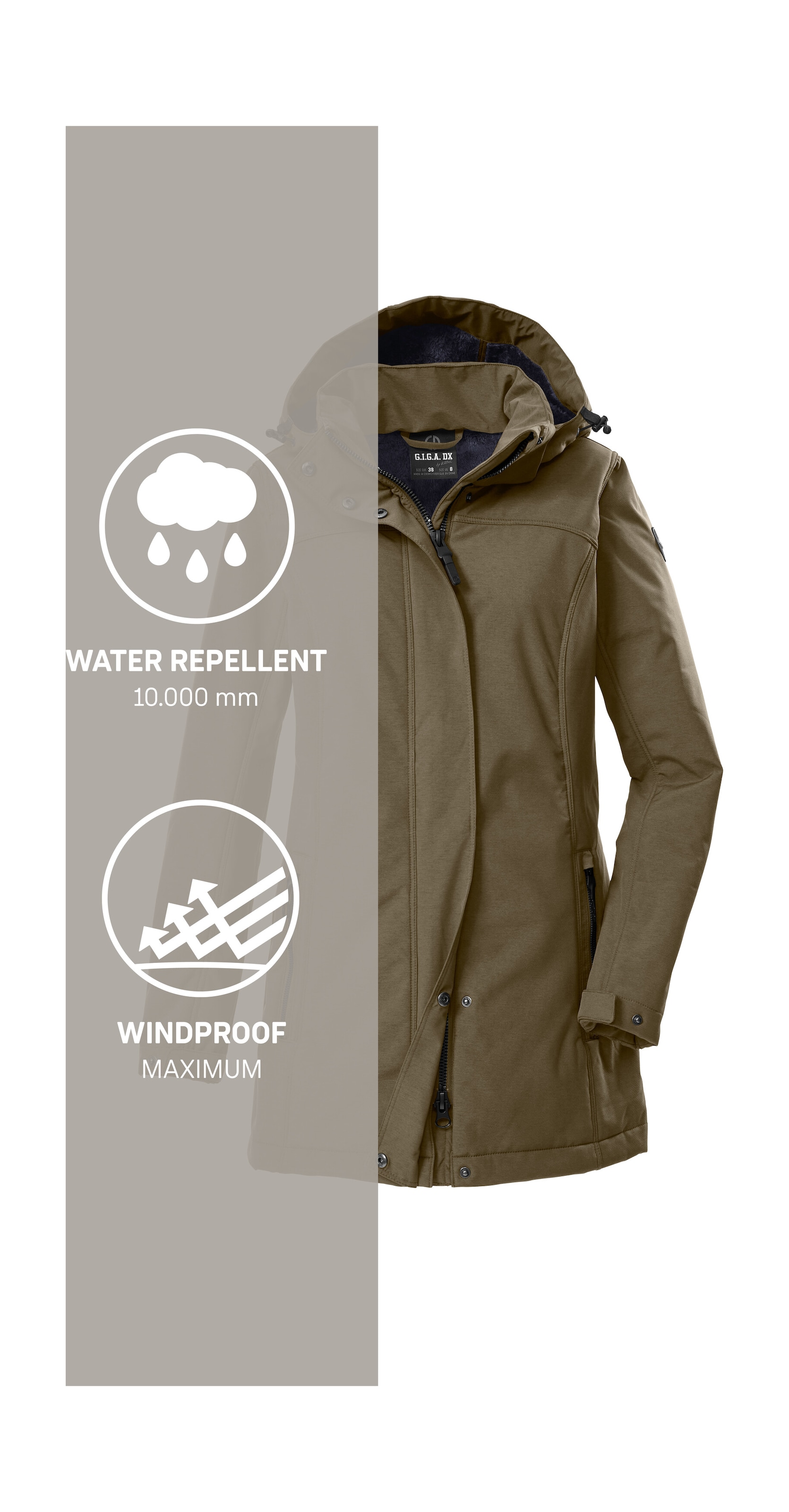 G.I.G.A. DX by killtec Softshellparka »GW 36 WMN SFTSHLL PRK«, Softshellparka: wasserdicht, Teddyfell, 2-Wege-Reißverschluss