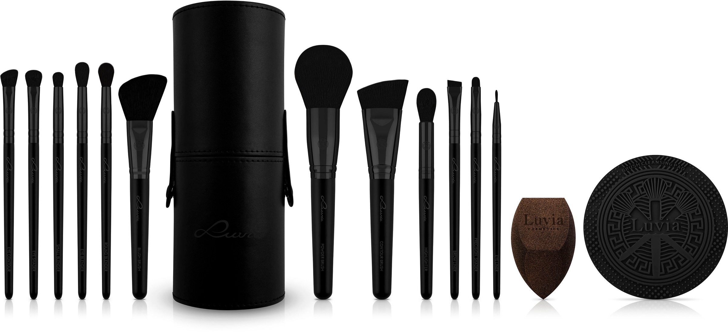 Luvia Cosmetics Kosmetikpinsel-Set »Prime Vegan Pro Black Edition«, (15 tlg.)