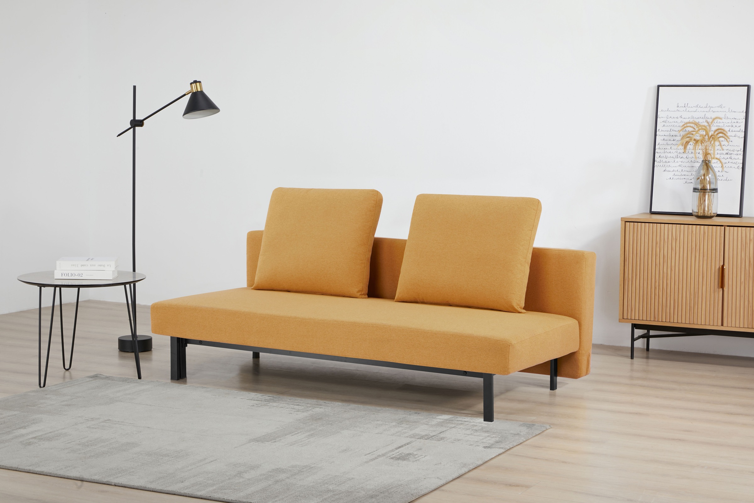 Schlafsofa INOSIGN, B:191cm H:92cm T:97cm, gelb, Wohnzimmer, Sofas, "BROOKFIELD, Bettsofa, Klappsofa, Couch, Gästebett", mit Bettfunktion,