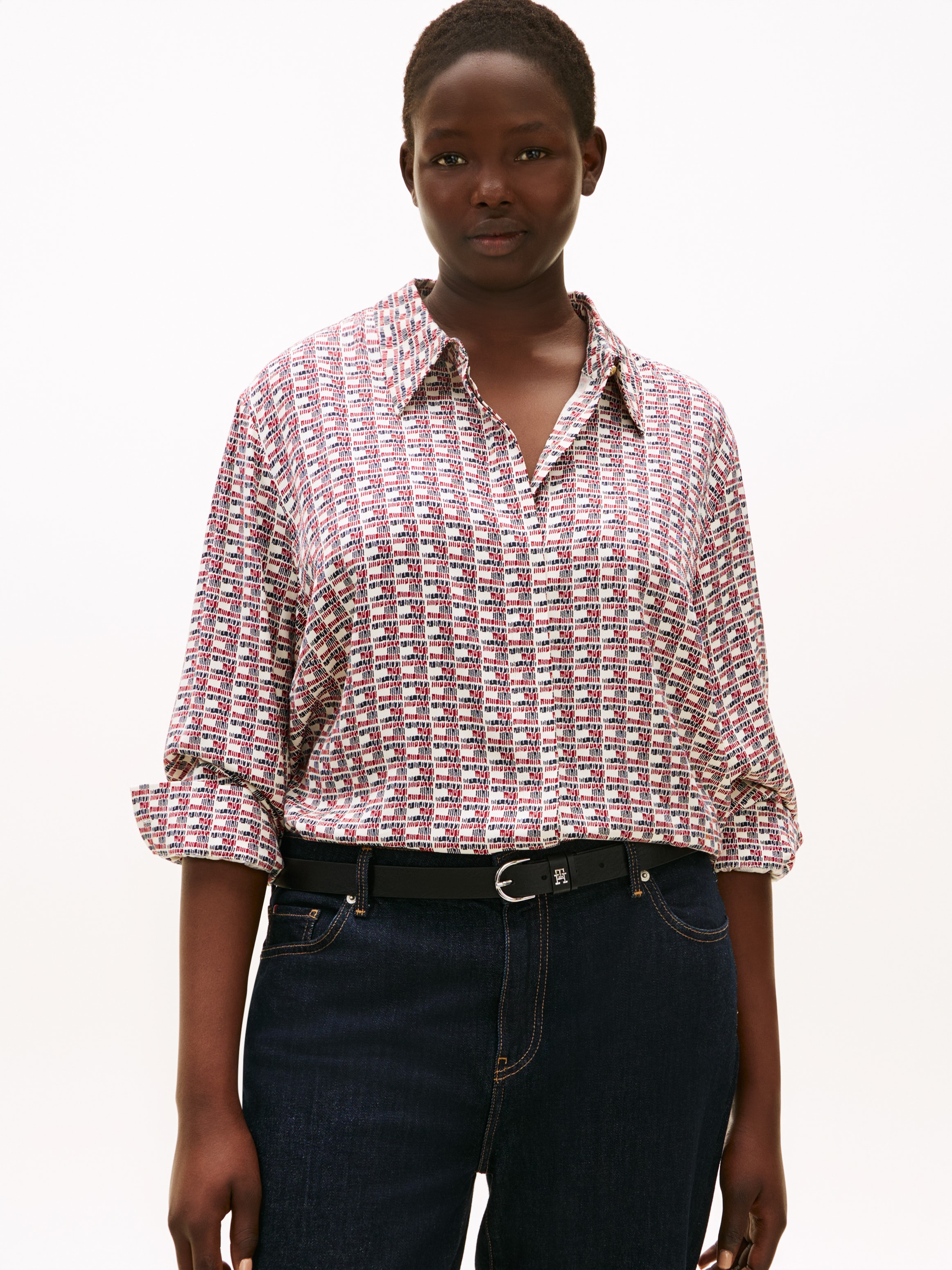 Tommy Hilfiger Curve Shirtbluse "CRV VIS TWILL LS REGULAR SHIRT" in großen günstig online kaufen