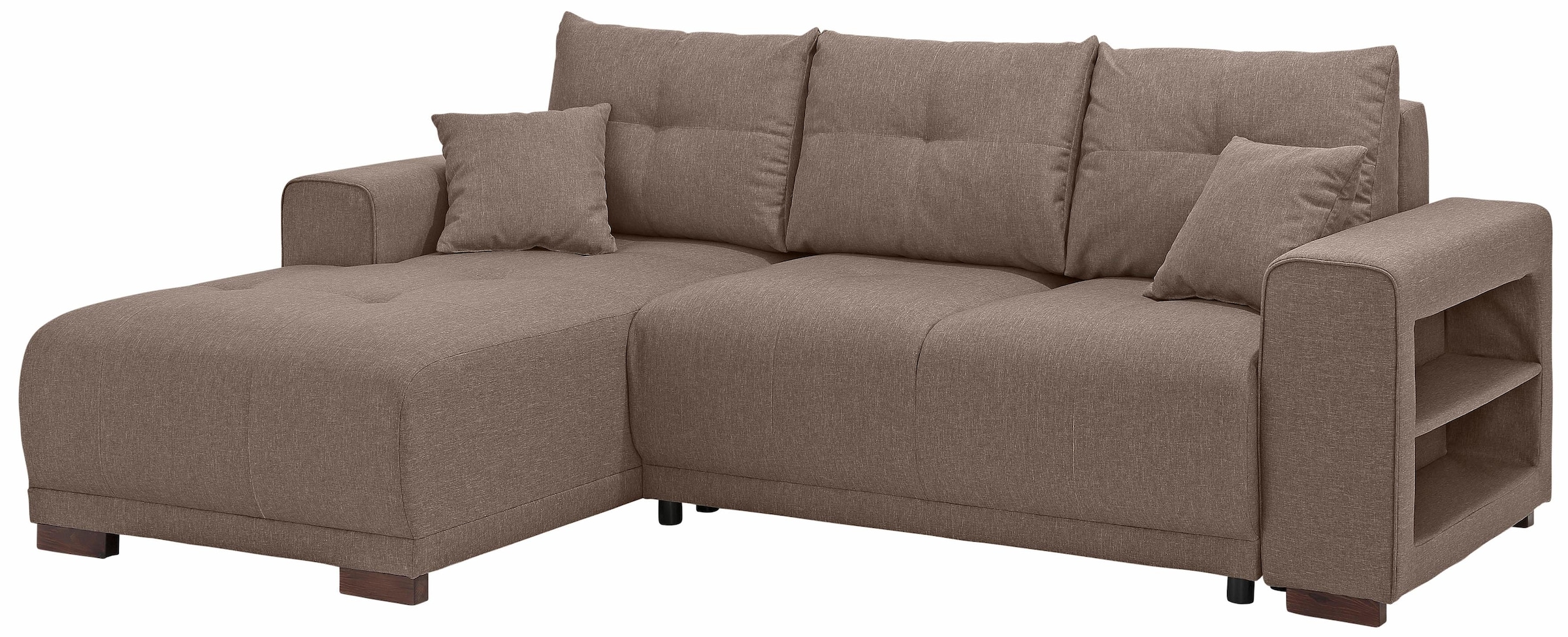 Home affaire Ecksofa »Viborg L-Form«, mit Regal in der Armlehne, wahlweise mit Bettfunktion