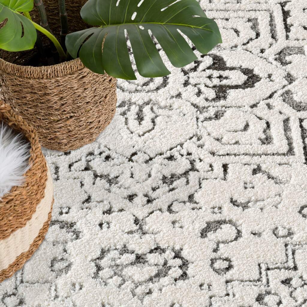 Carpet City Teppich »LOUNGE 0638«, rund, 15 mm Höhe, Kurzflor-Teppich Modern, Hoch-Tief-Struktur, Wohnzimmer, Schlafzimmer