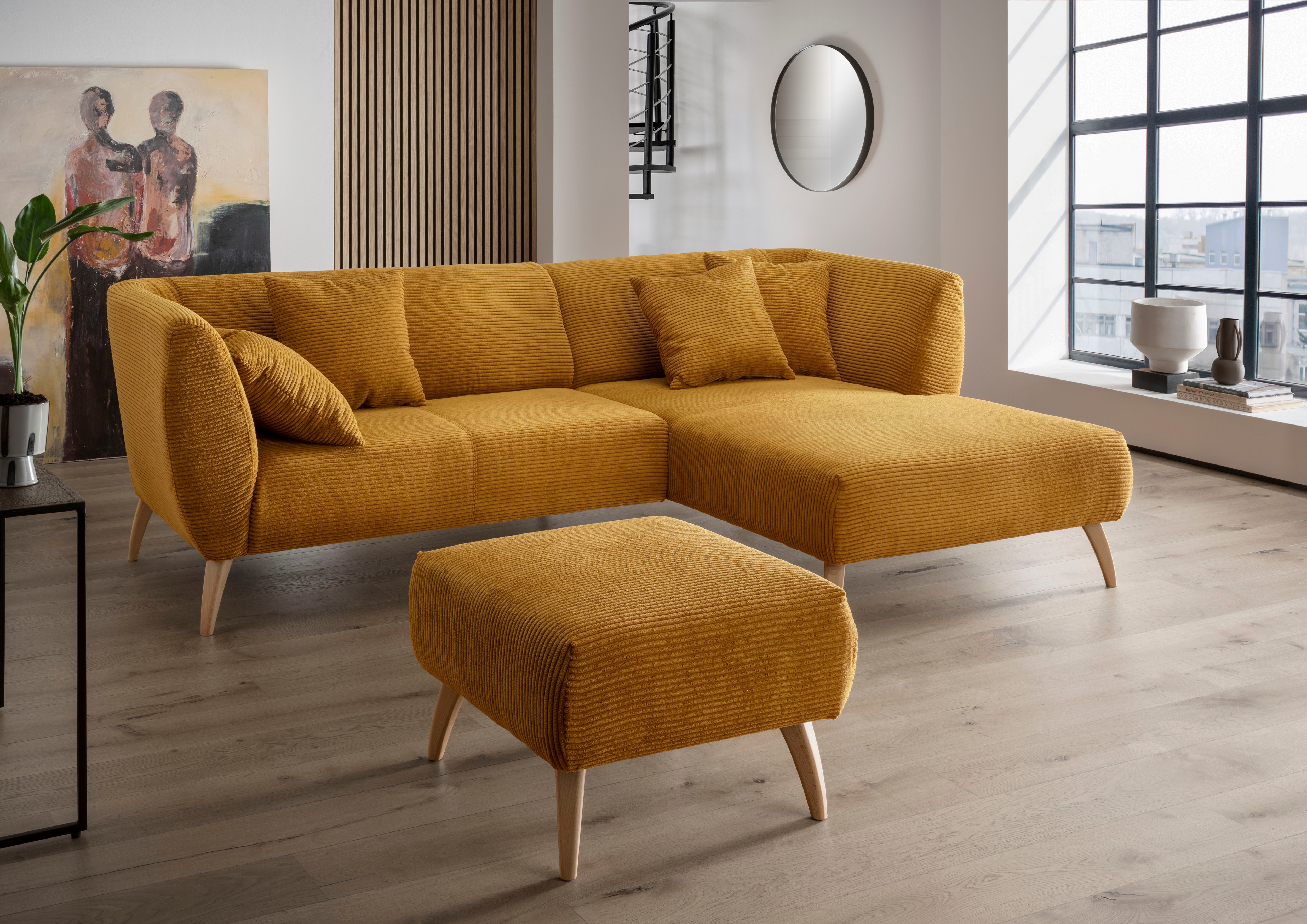 Home affaire Ecksofa "Lazio modern und bequem, schmale Armlehnen, tolle Detailverarbeitung" zwei verschiedene Fußfarben wählbar