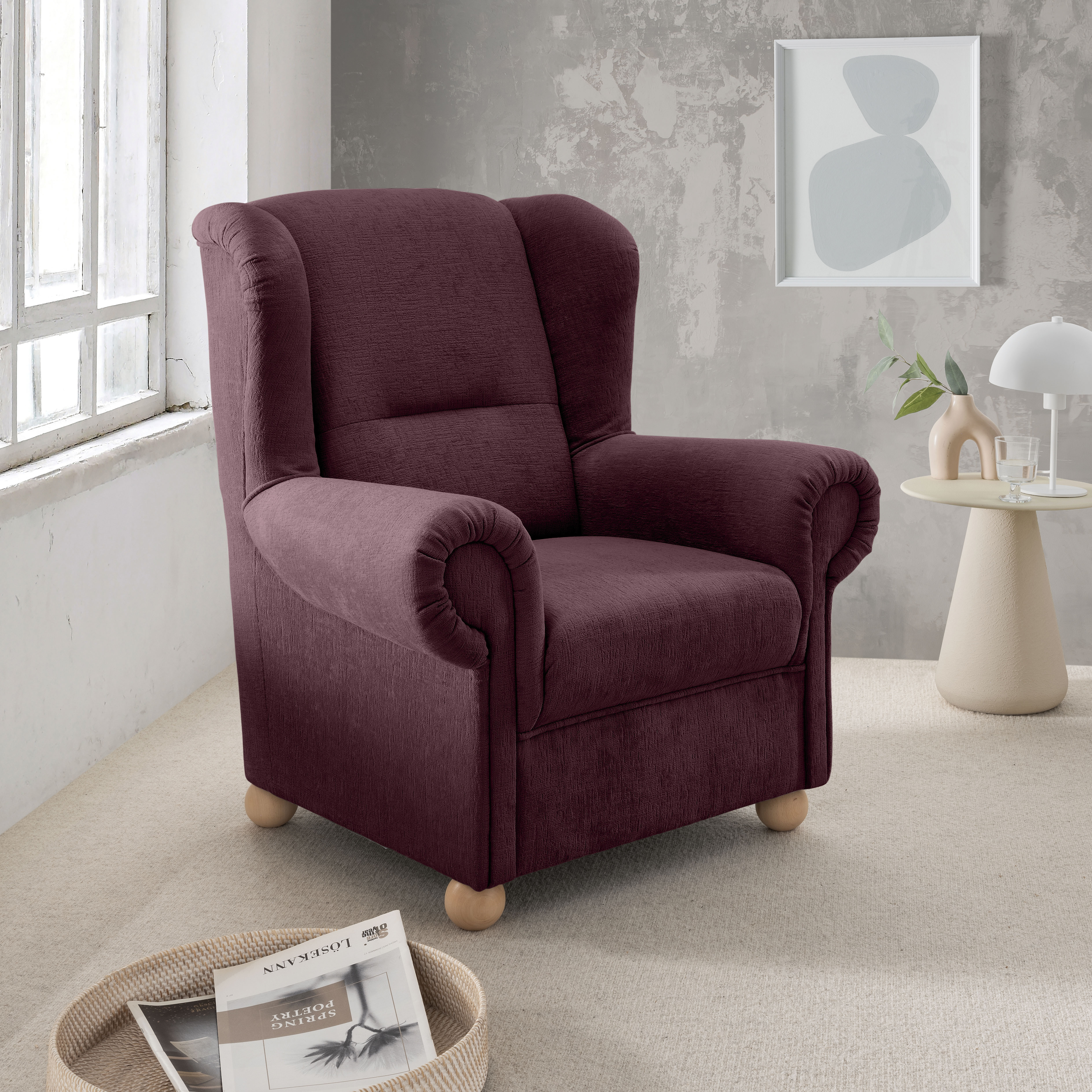 Home affaire Ohrensessel "Torello Relaxsessel, toller Sitzkomfort, Breite 92cm, hohe Rückenlehne" 1 Stk. tlg.