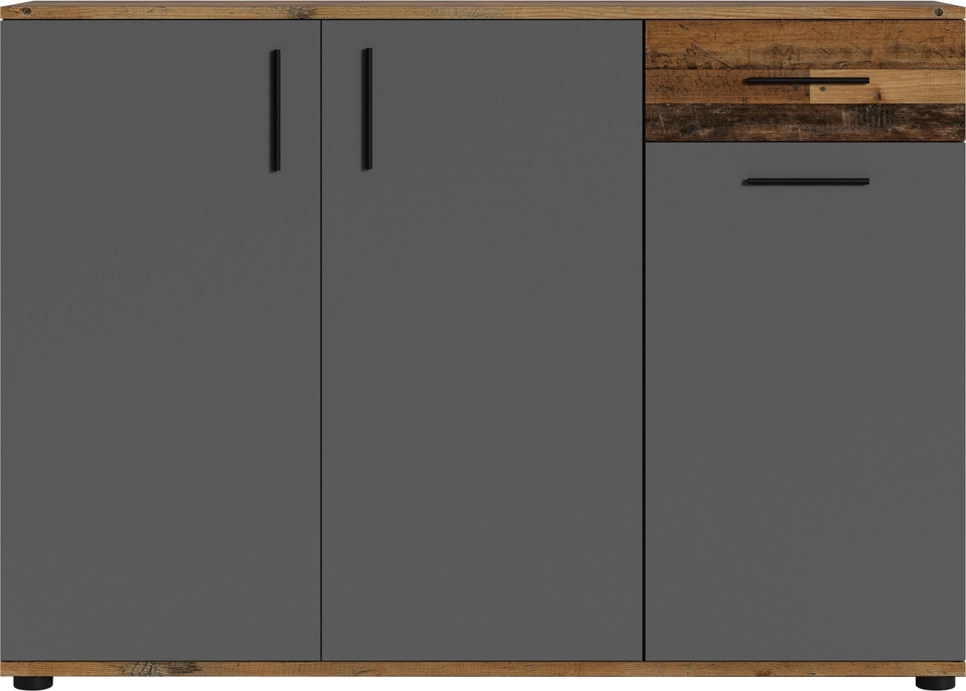 Homexperts Kommode Justus, Breite 110cm anthrazit, old wood