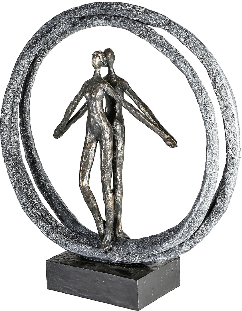 Casablanca by Gilde Dekofigur »Skulptur Paar im Ring, bronzefarben/schwarz«, bronzefarben/grau/schwarz, Polyresin