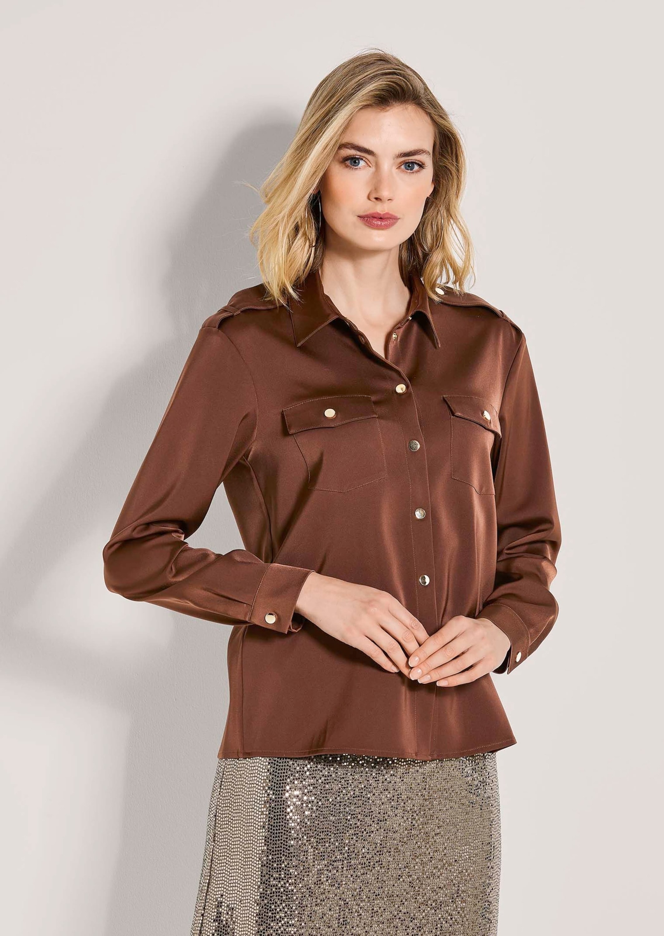 MADELEINE Hemdbluse »Hemdbluse Jerseybluse mit Brusttaschen«