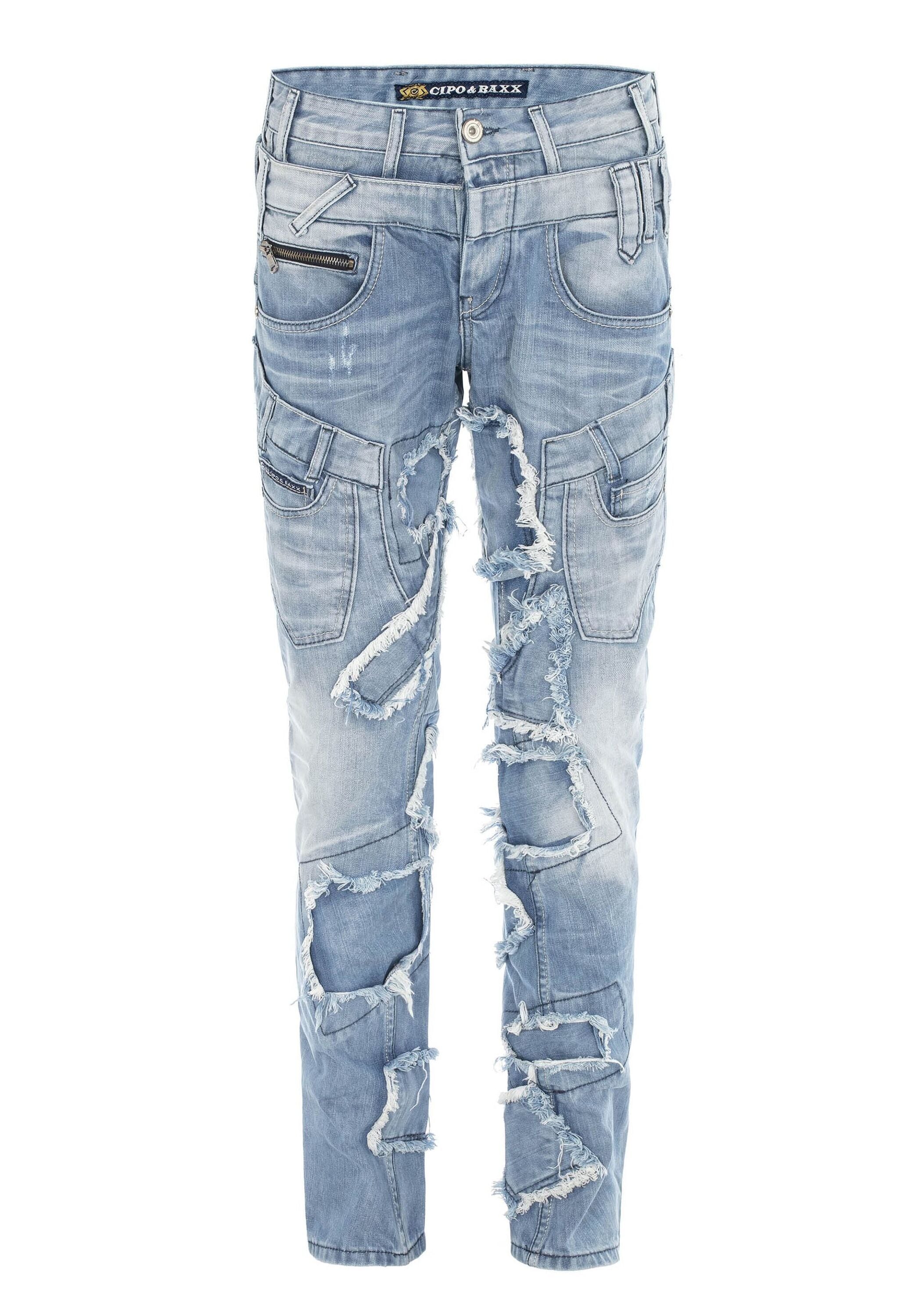 Cipo & Baxx Straight-Jeans »DENIM«, bequeme Jeans im trendigen Patchwork-Design, CD617