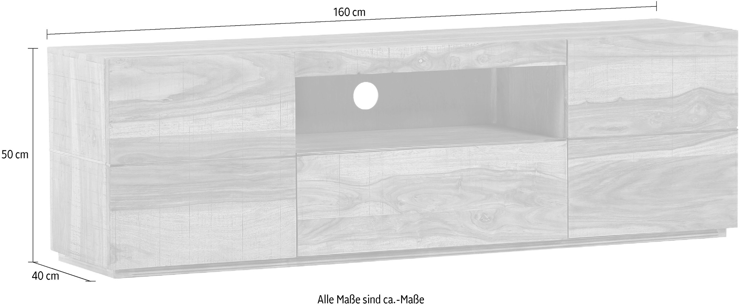 Gutmann Factory Lowboard "Tivoli", Kommode aus Massivholz, Breite 160 cm günstig online kaufen