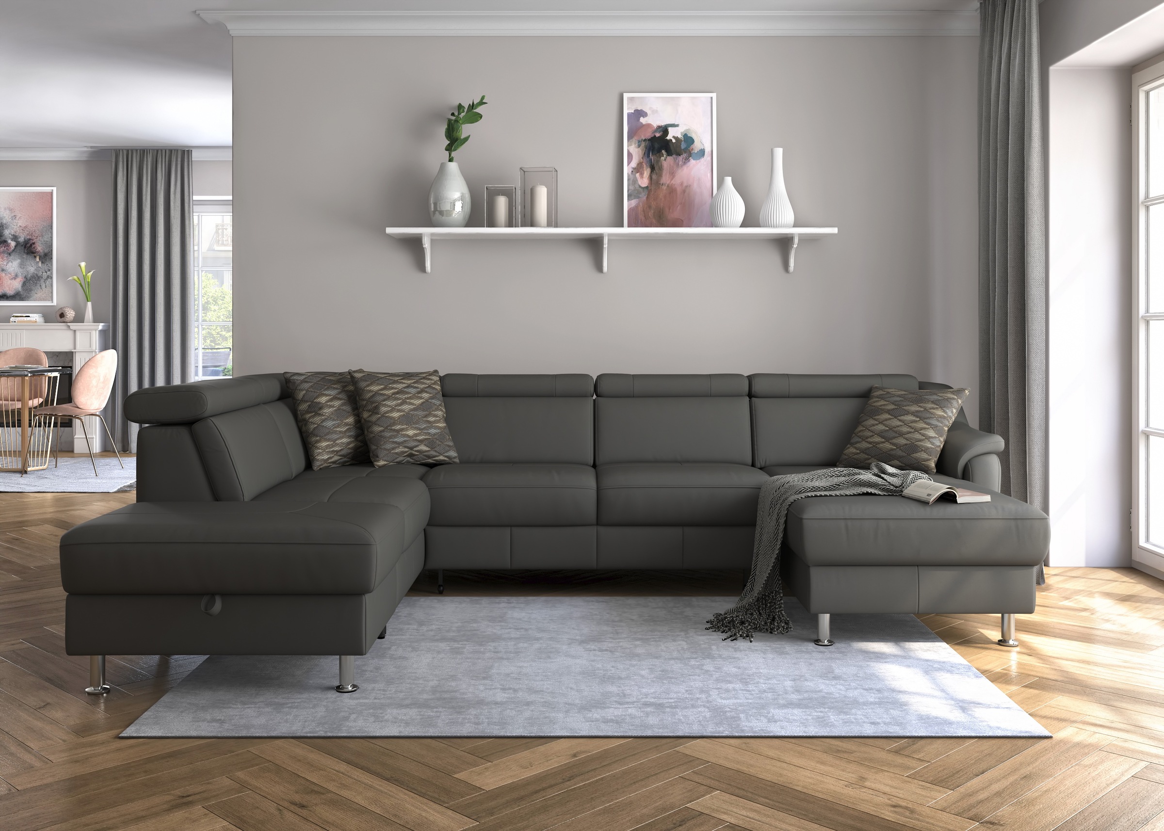 sit&more Wohnlandschaft "Freetown U-Form" Kopfteilverstellung und Federkern günstig online kaufen