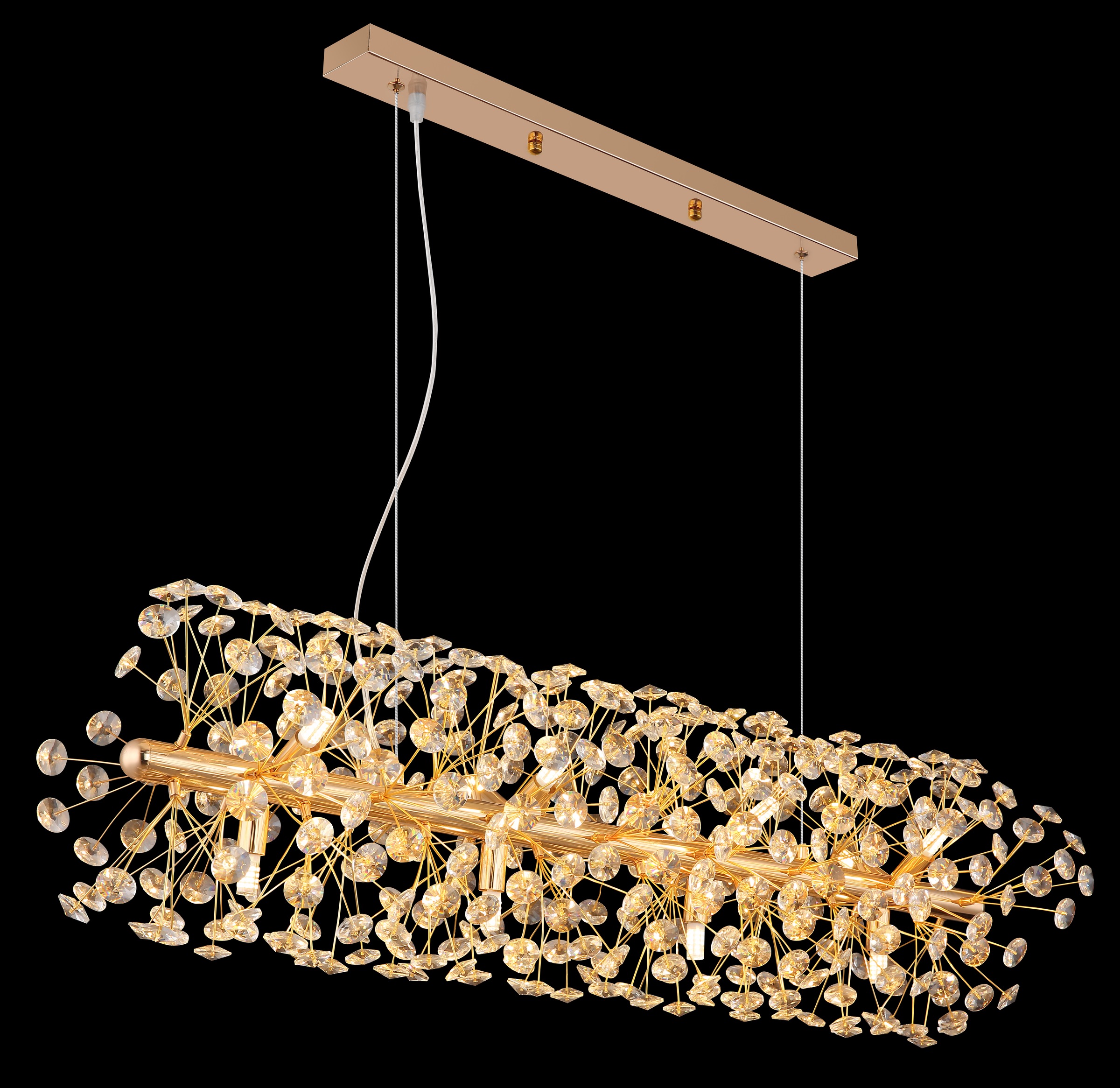 GLOBO LIGHTING Hängeleuchte »KATRINA« G9 1 Stk. Warmweiß Goldfarbener Luster mit K9 Kristallen, 12x G9 LED