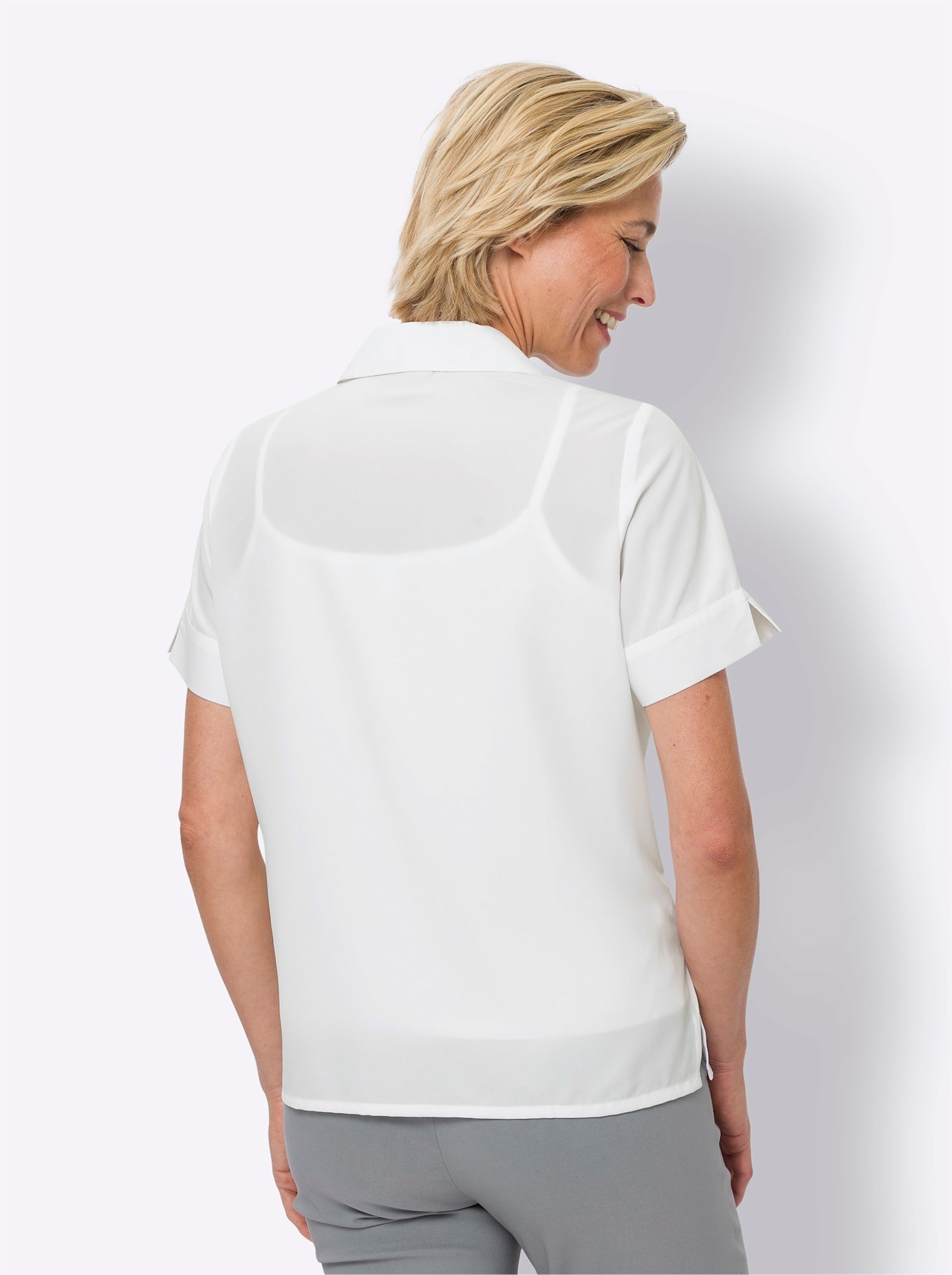 Classic Basics Women Short Sleeve Blouse White Size 54 2