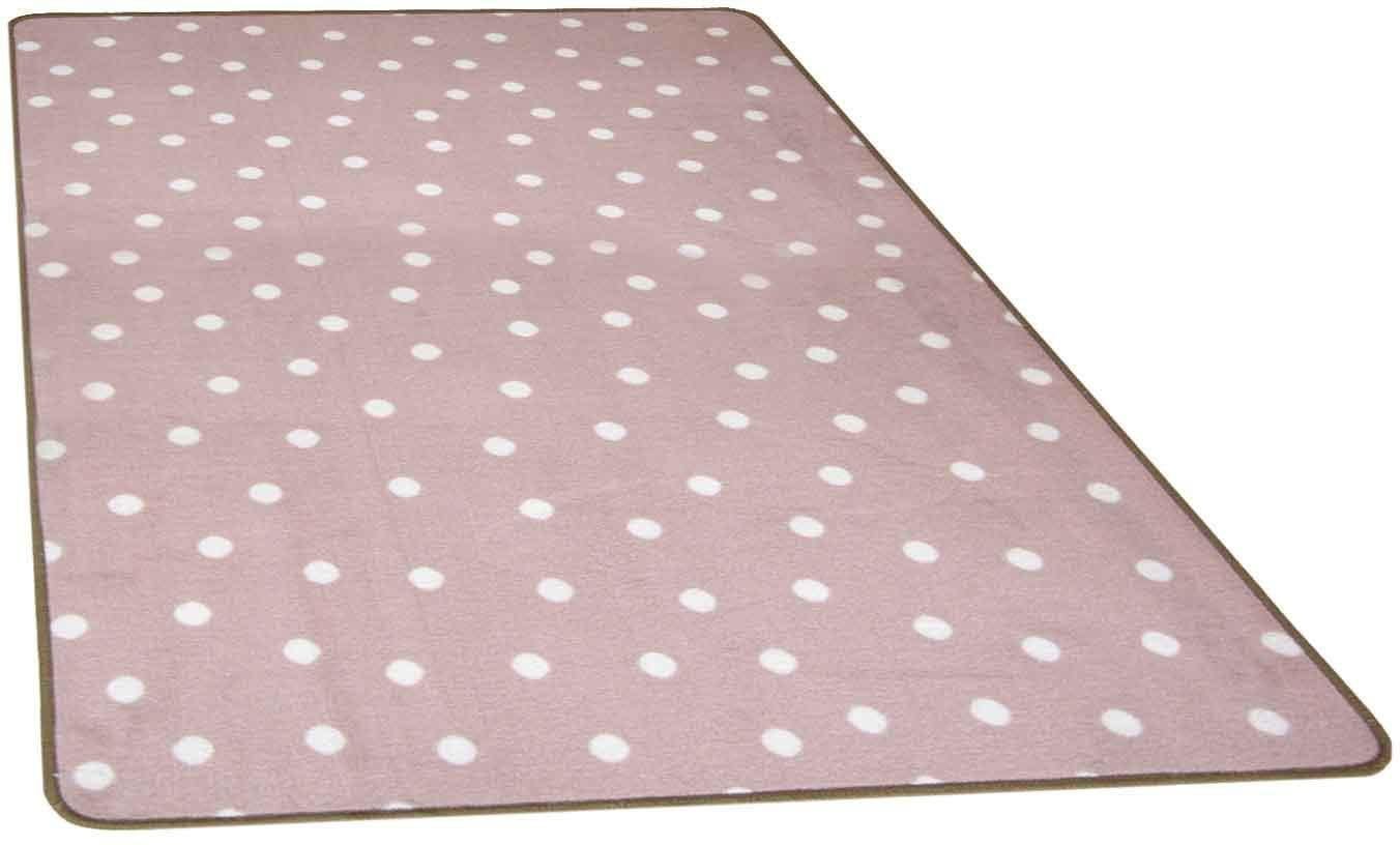 Kinderteppich "PUNTO, Made in Belgium", rosa, B:100cm H:5mm L:150cm, Polyamid, PRIMAFLOR-IDEEN IN TEXTIL, Teppiche, Kinderteppich, Kurzflor, Motiv Punkte, Kinderzimmer