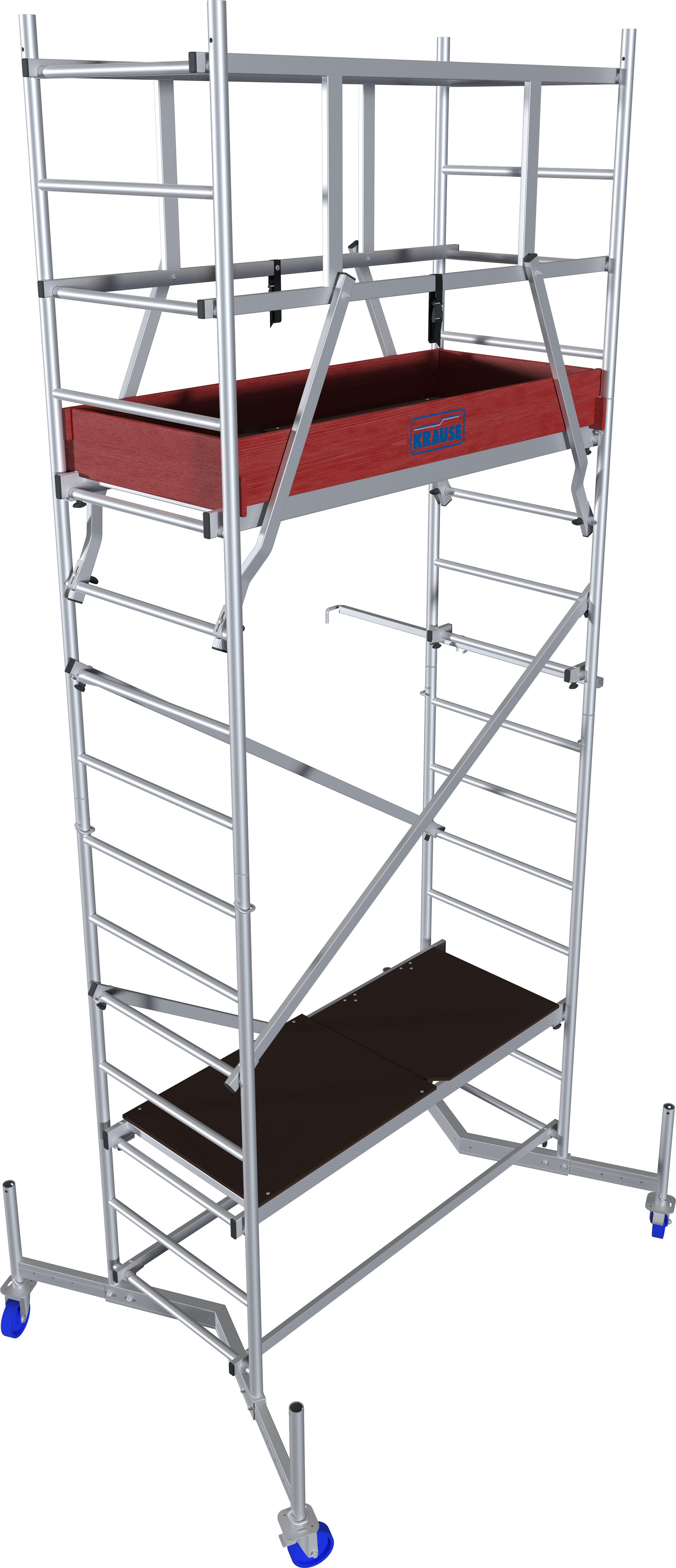 KRAUSE Arbeitsgerüst "ClimTec System" Set, Komplettgerüst, inkl. 1 Aufstockung und Fahrrollensatz 125 mm