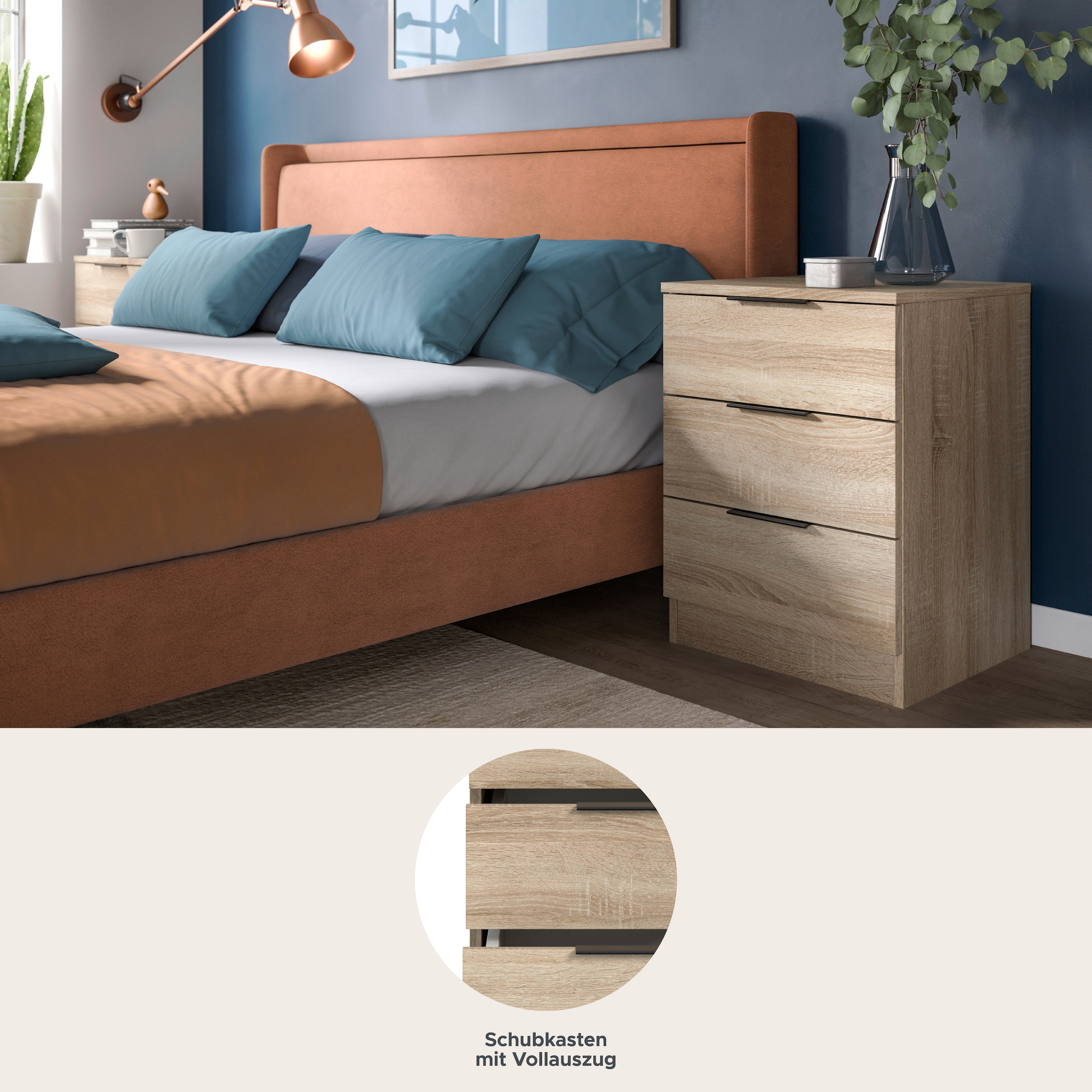 Thumbnail - Home affaire Nachtkommode "Skarde Nachttisch Beistelltisch Kommode, Breite: 45 cm" 1 Stk. tlg. Skarde, Nachtkommode, 3 S...