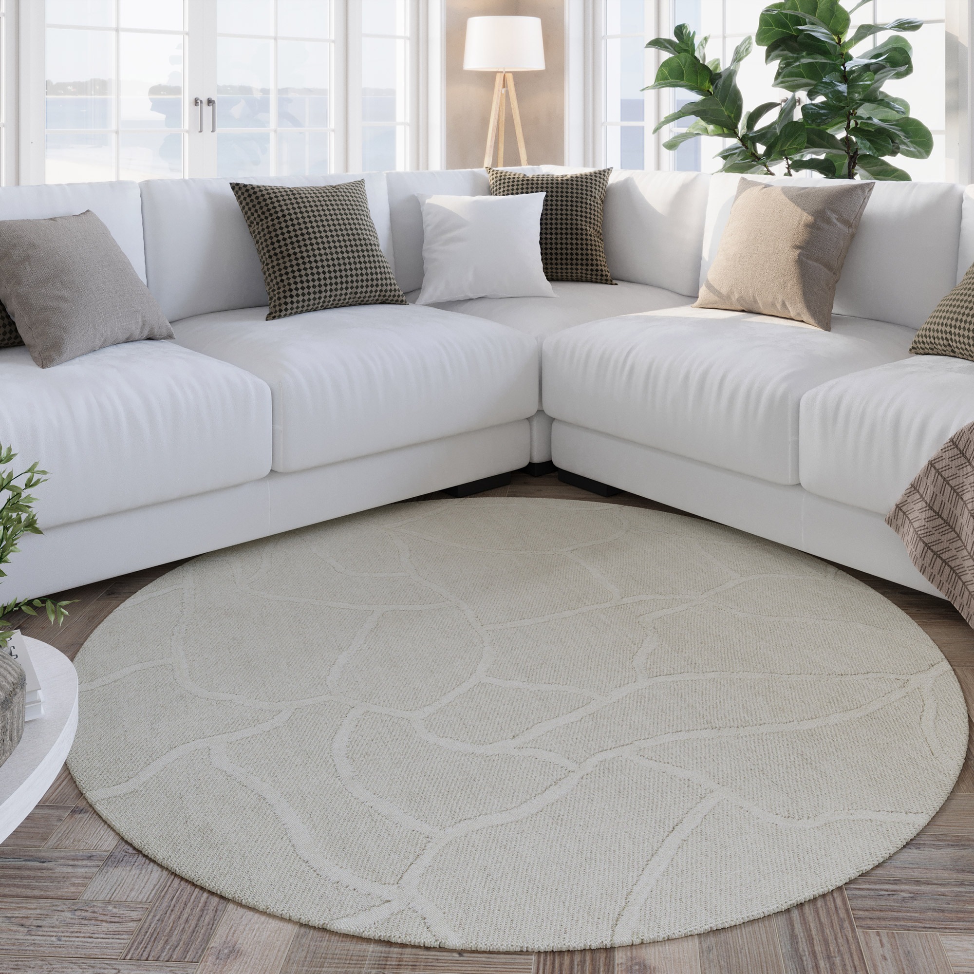Wecon home Teppich »Hamptons TWENTYSIX«, rund, 10 mm Höhe, Kurzflor, Wohnzimmer, Schlafzimmer, elegant, robust, Mosaik Design