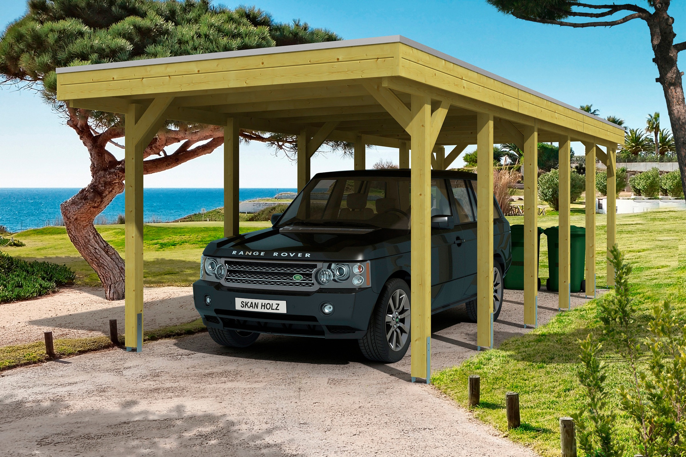 Einzelcarport SKANHOLZ, grün, Carports, "Friesland"