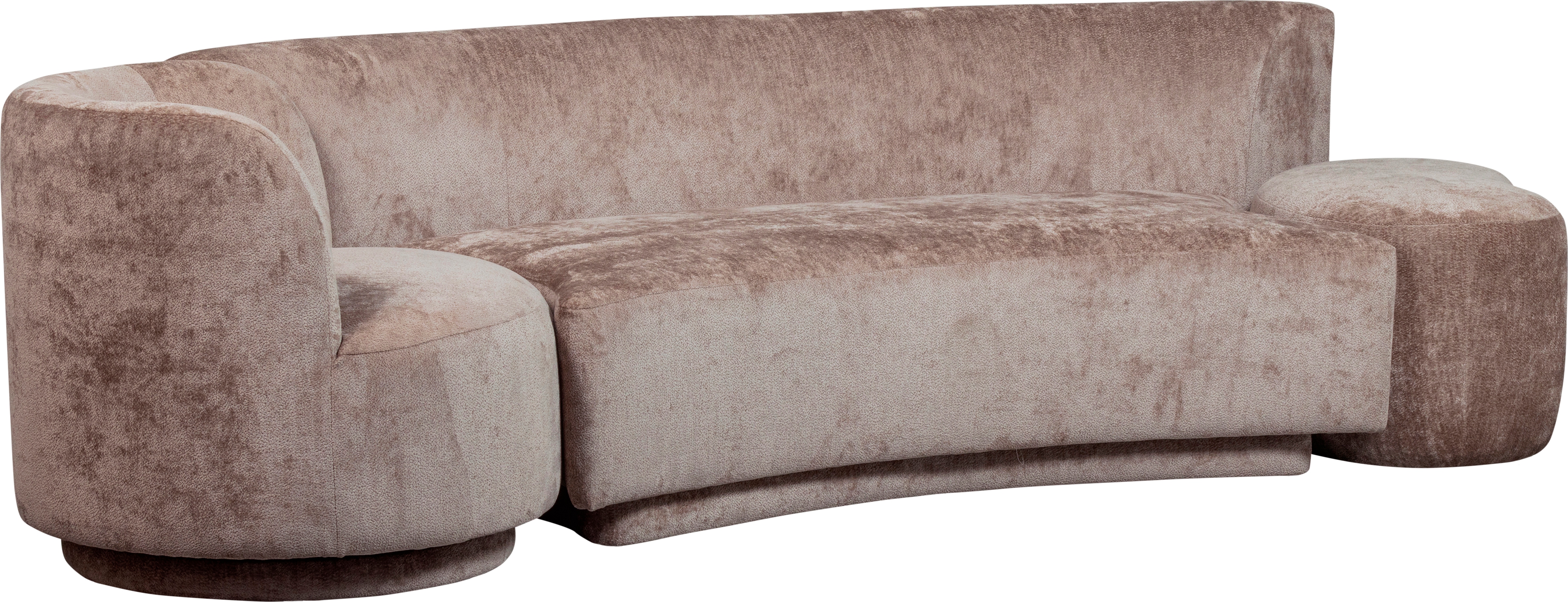 WOOOD Loungesofa "Combi Popular Chenille-Bezug organische Form H 72 x B 290 x T 97 cm" mit Sessel und Pouf, Tragkraft 400 kg, Maximale Verschleißfestigkeit