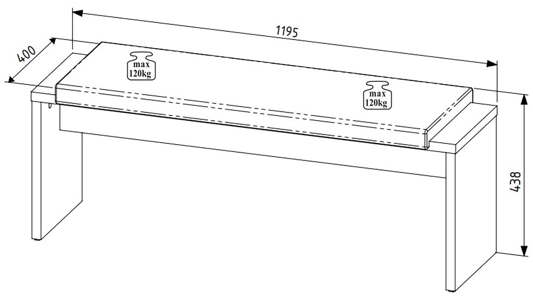 Innostyle Essbank »INA Sitzbank, 126 x 49 x 40 cm (B/H/T)«, (1 St.), inkl. Sitzkissen
