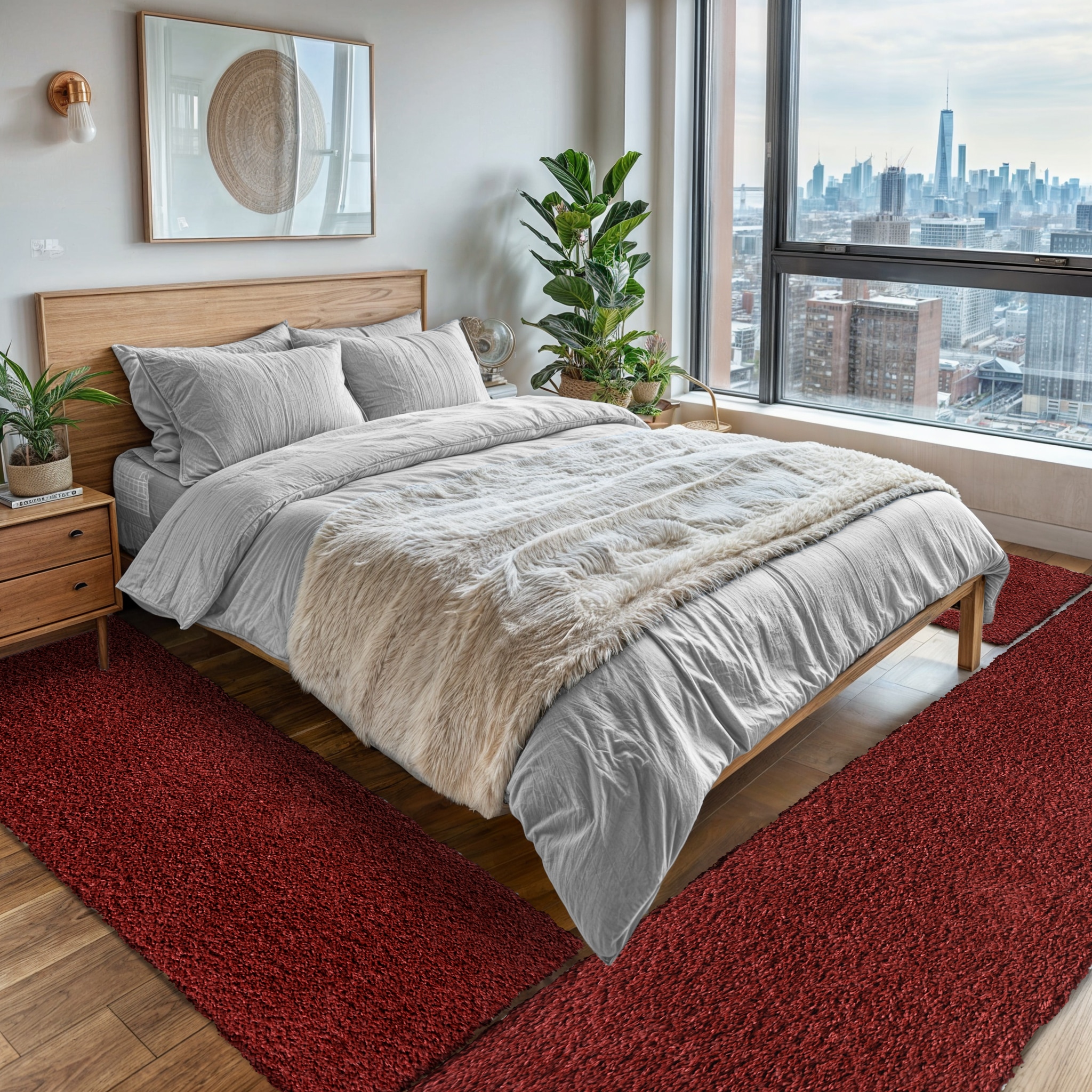 Hochflor-Teppich OTTO HOME "Banji", rot (weinrot), B:80cm H:37mm L:300cm, Polypropylen (PP), Teppiche, Uni Farben, weich und flauschig, auch als Läufer & in rund erhältlich