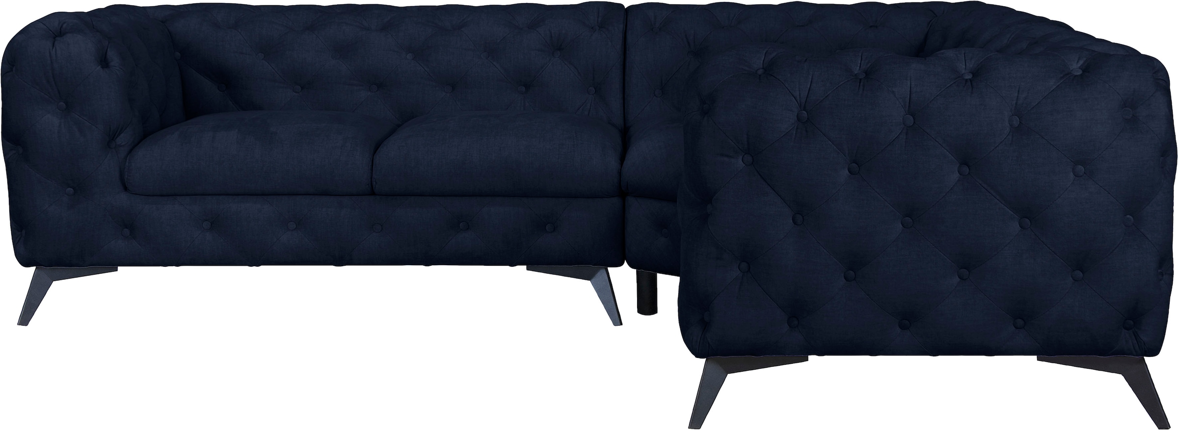 Leonique Chesterfield-Sofa "Ecksofa GLYNIS L-Form mit Wellenunterfederung, günstig online kaufen