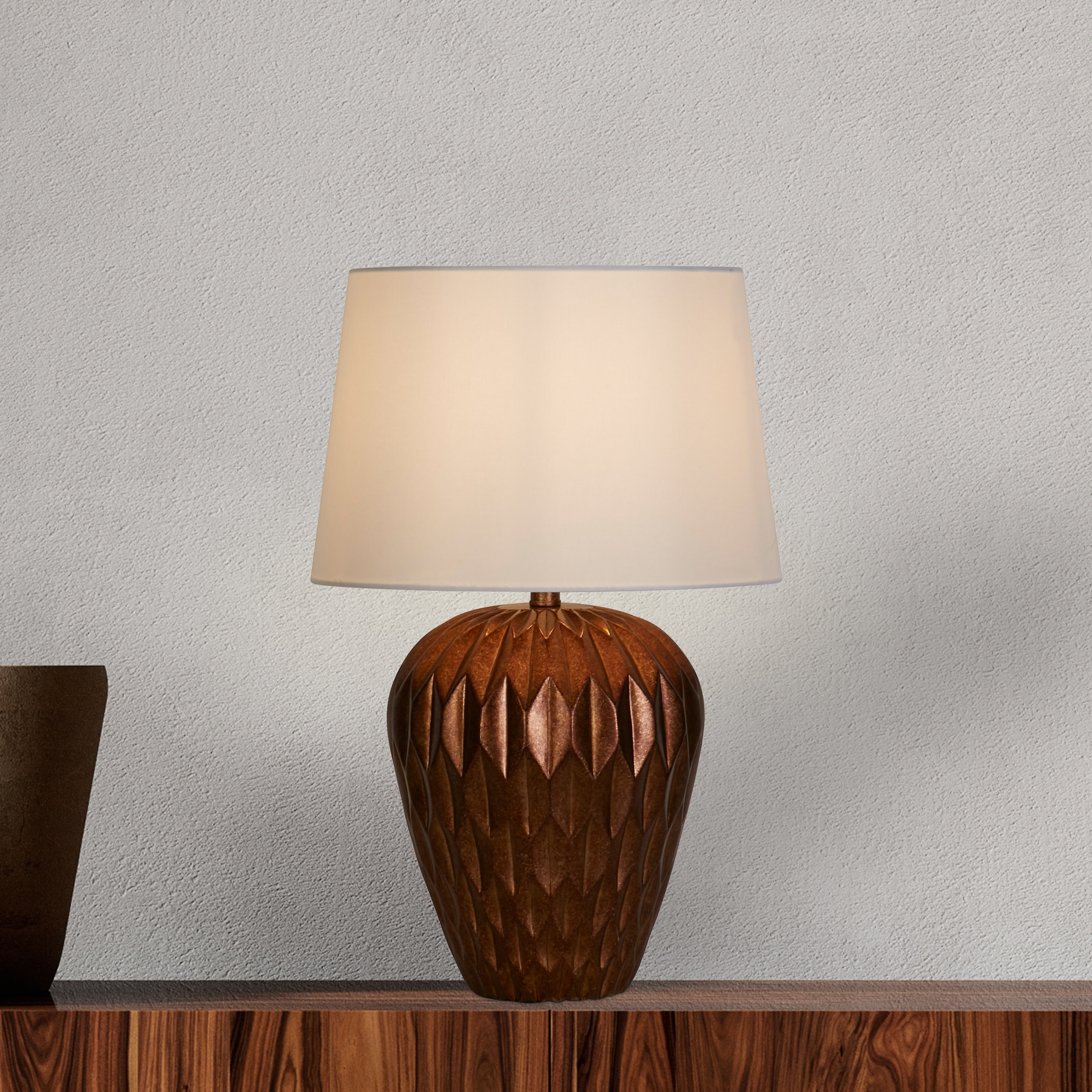 Searchlight Tischleuchte »Rosetta 1Lt Tischleuchte, Bronzeharz und weißer Leinenschirm« E27 1 Stk.