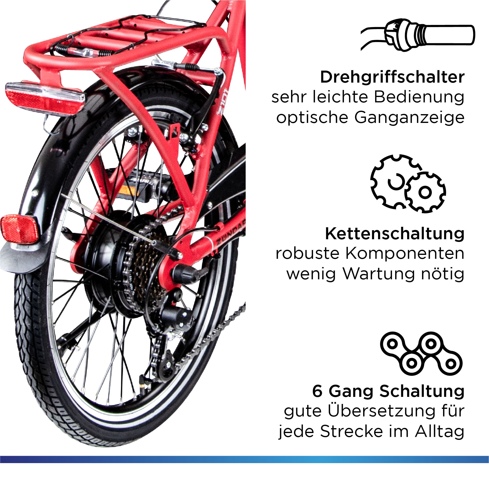 Zündapp E-Bike »Z101«, 6 Gang, Shimano, Tourney RD-TY300, Heckmotor 250 W, Pedelec, Elektrofahrrad für Damen u. Herren