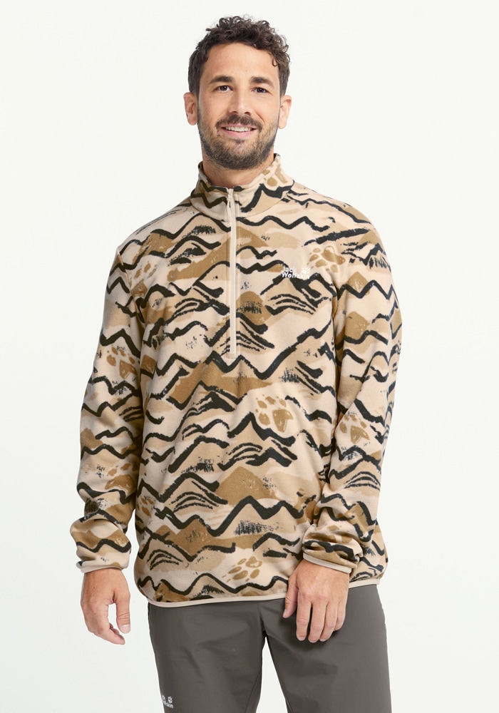 Jack Wolfskin Fleecepullover "PAW ERA 100 PRINT HZ M", mit halbem Reißverschluss, aus Polyester, normaler Schnitt