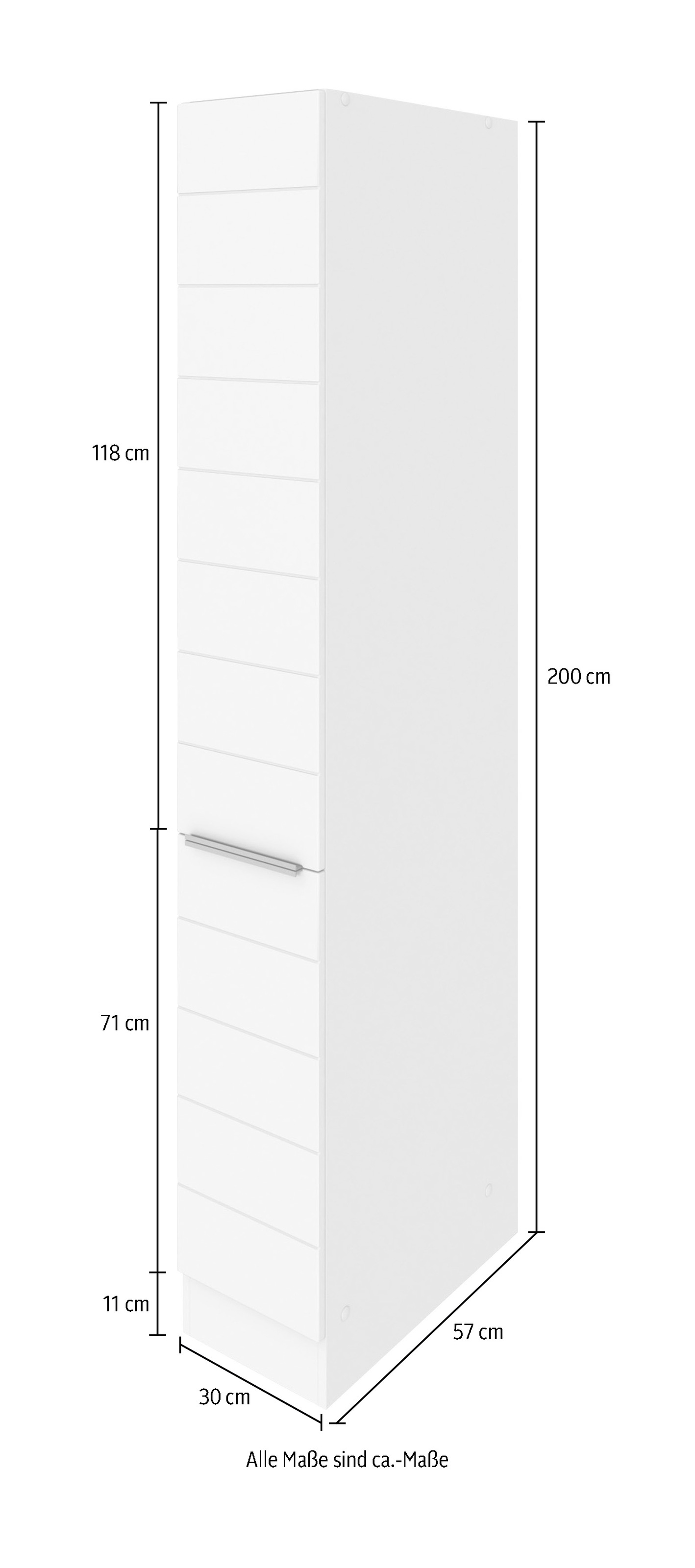 KOCHSTATION Apothekerschrank »KS-Luhe«, 30 cm breit, hochwertige MDF-Fronten mit waagerechter Lisene