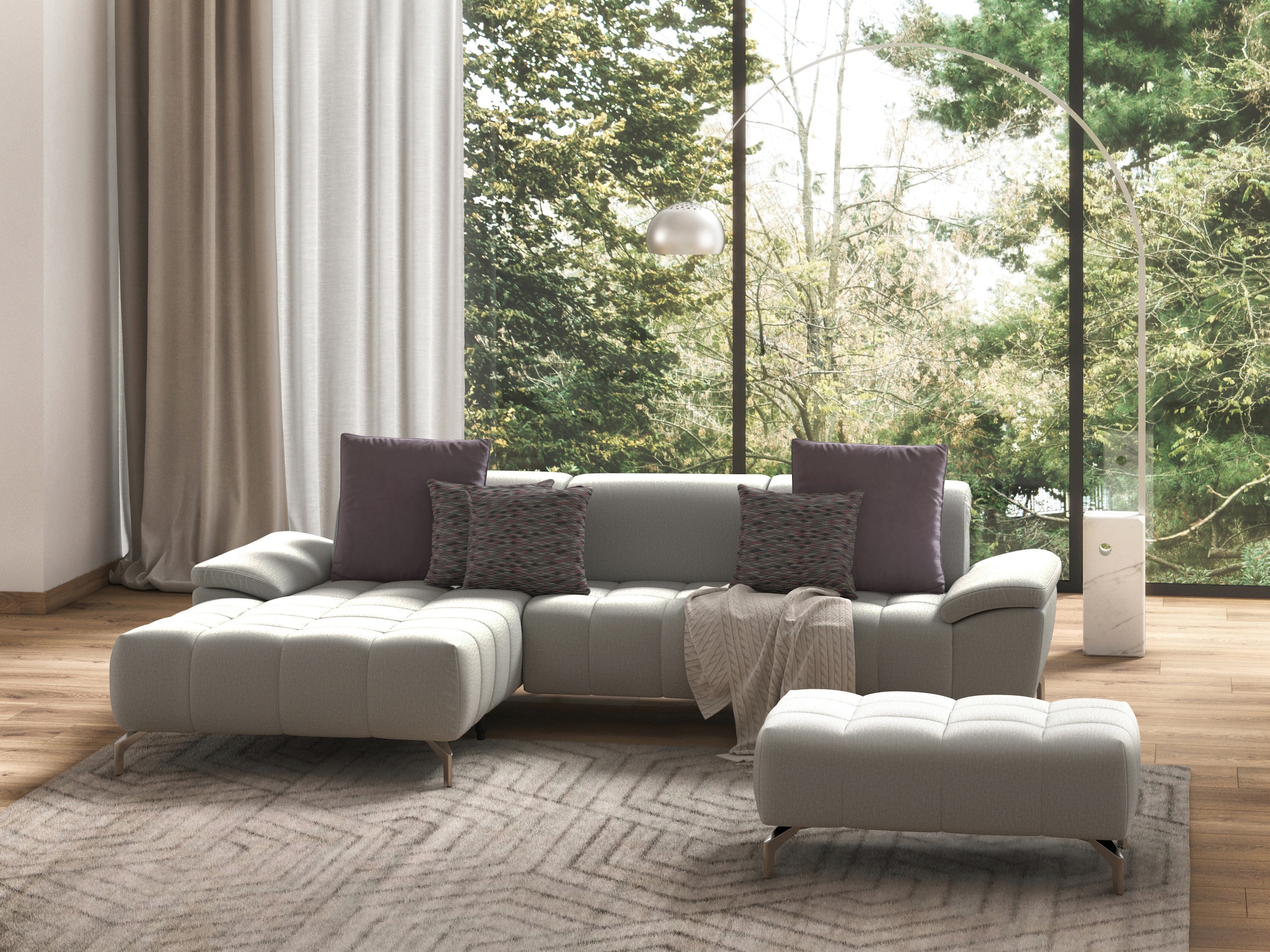sit&more Ecksofa "Cool L-Form" wahlweise mit Kopfteilverstellung und Vorziehsitz, motorisch