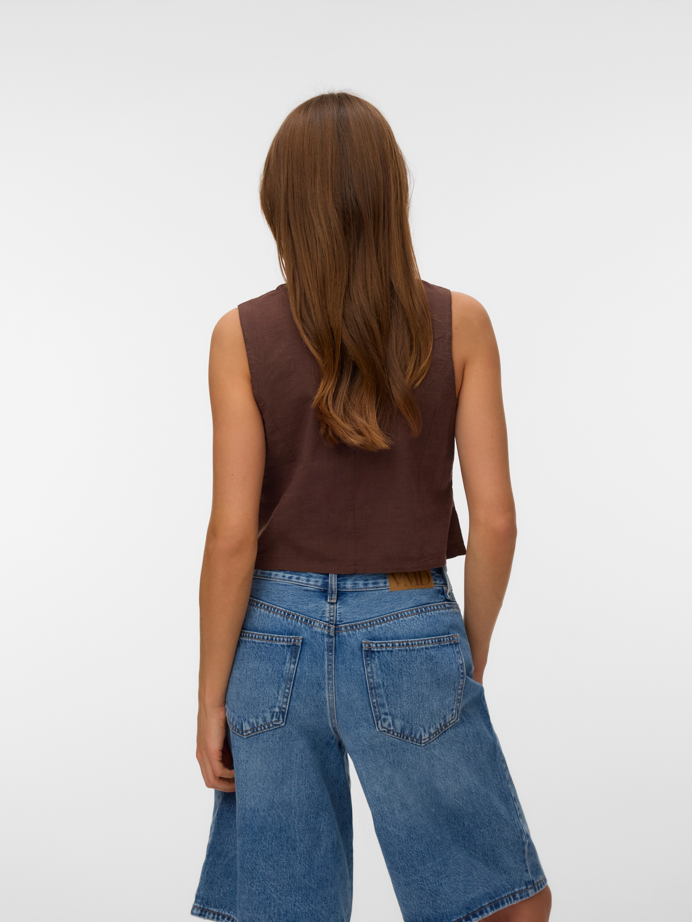 Vero Moda Kurzweste "VMCAIA SL VEST WVN NOOS" Baumwolle mit Leinen, figurbe günstig online kaufen