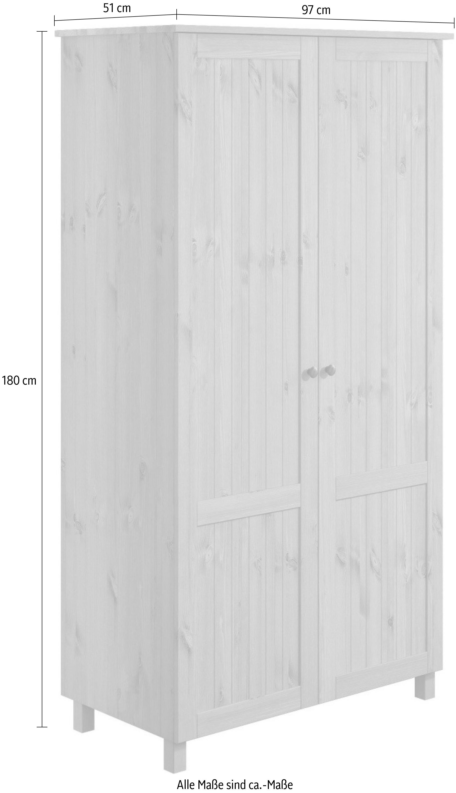 Home affaire Kleiderschrank »Juventus, Drehtürenschrank, Schrank«, mit 2 Türen, 97 cm breit, aus massiver Kiefer, FSC®-zertifiziert