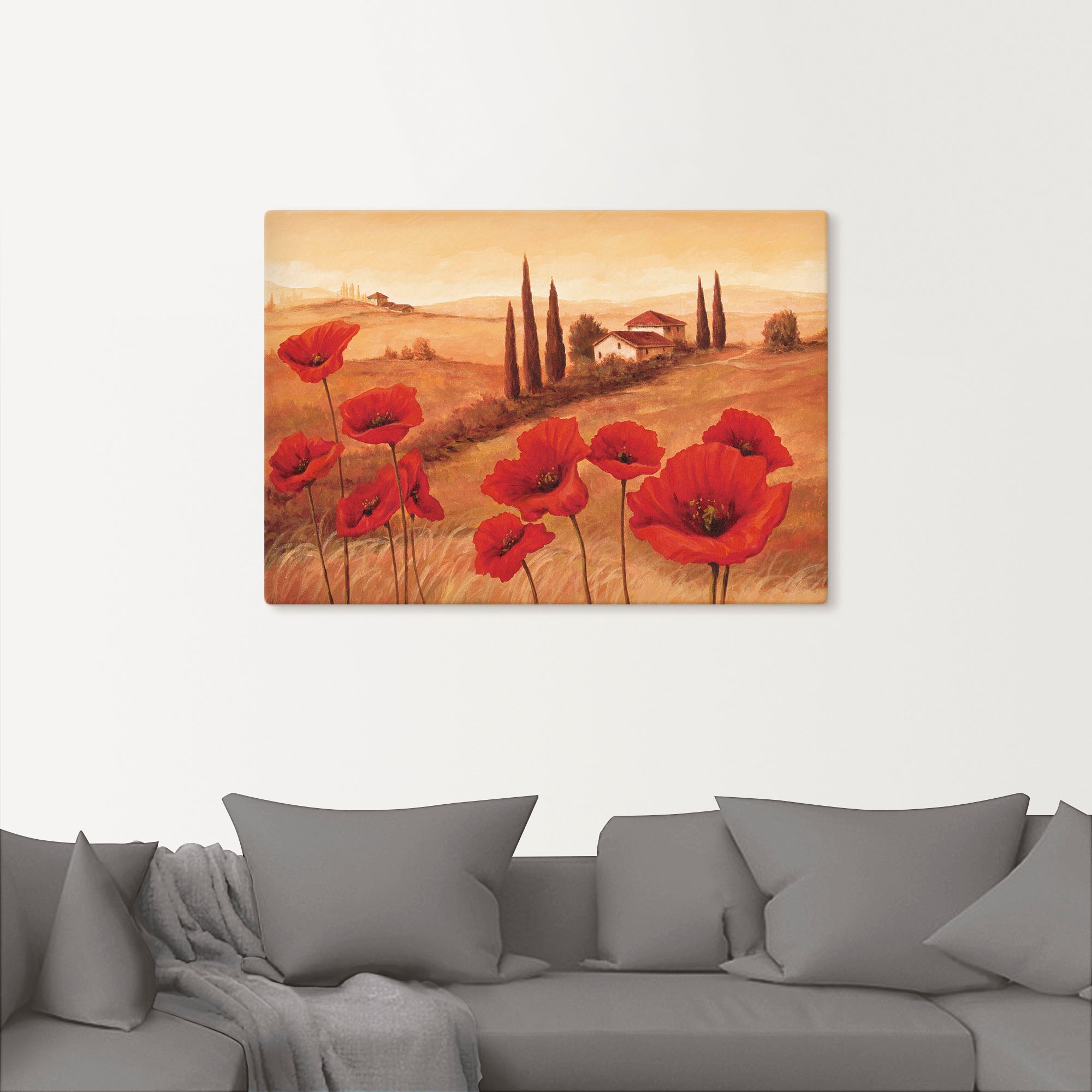 Artland Wandbild »Mohnblumen in der Toskana«, Europa, (1 St.), als Leinwandbild, Poster, Wandaufkleber in verschied. Größen