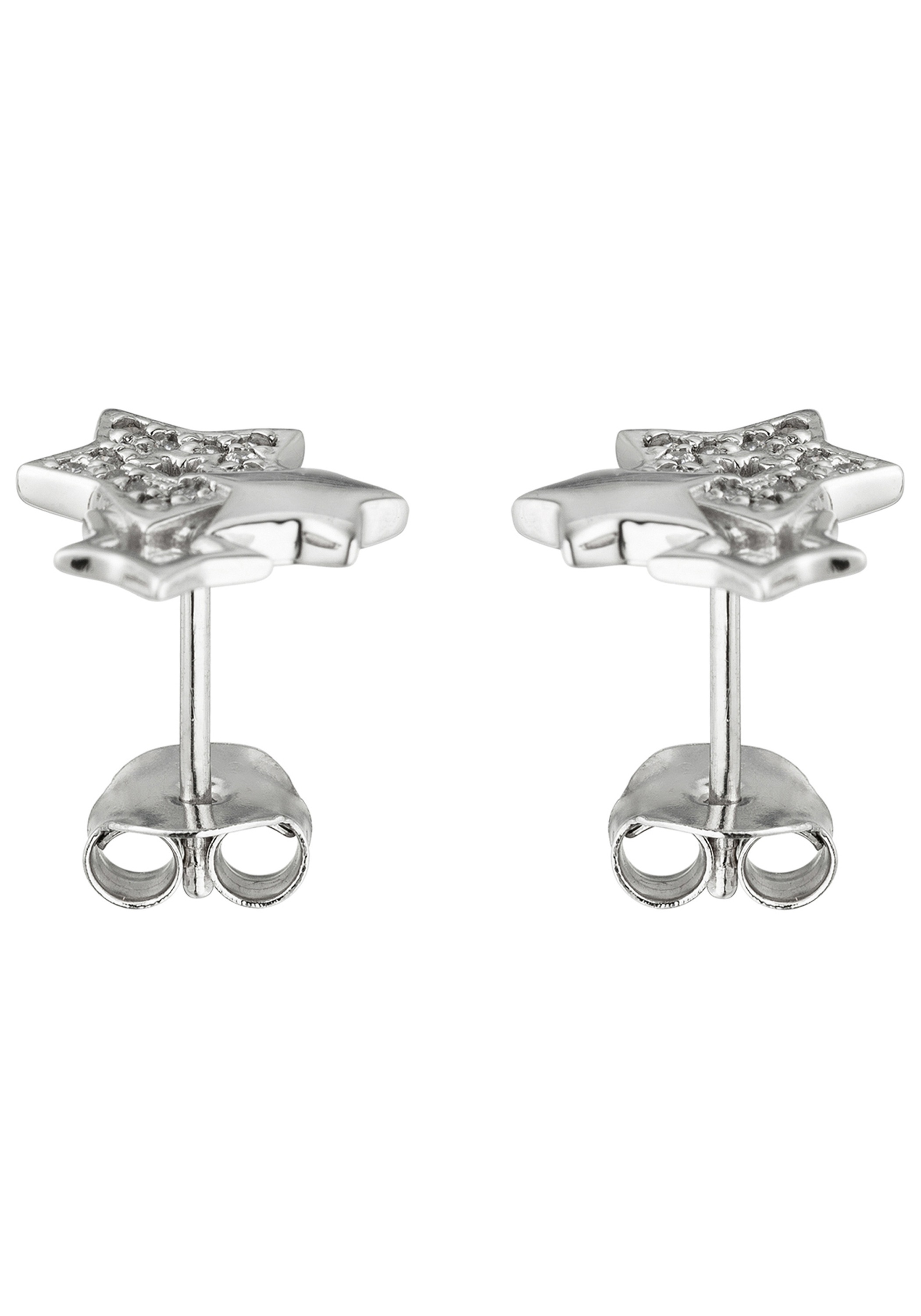 JOBO Paar Ohrstecker »Sterne« 925 Silber mit 26 Zirkonia