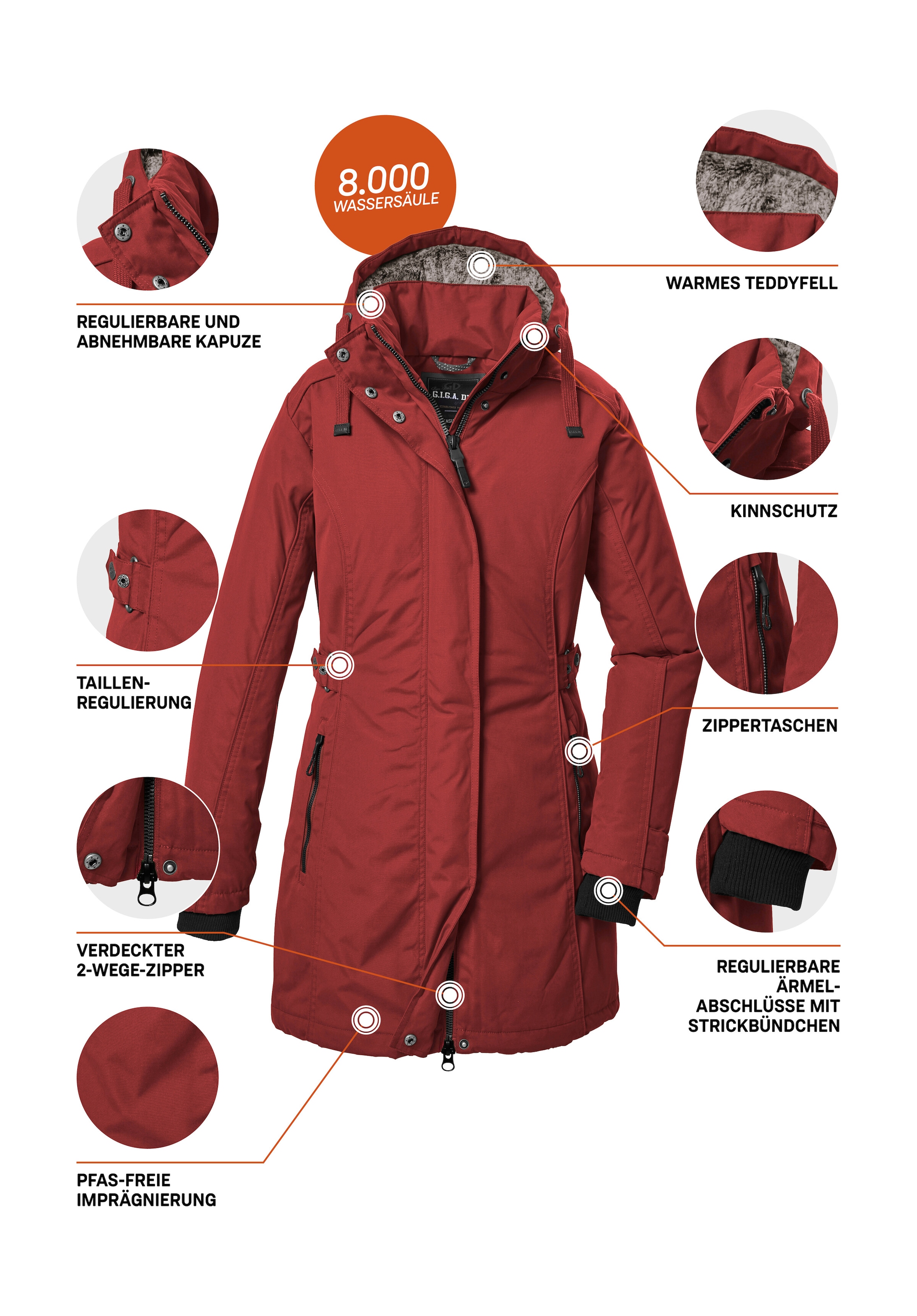 G.I.G.A. DX by killtec Parka »GW 70 WMN PRK«, Wind- und wasserdichter Damenparka, atmungsaktiv, mit Fleece.