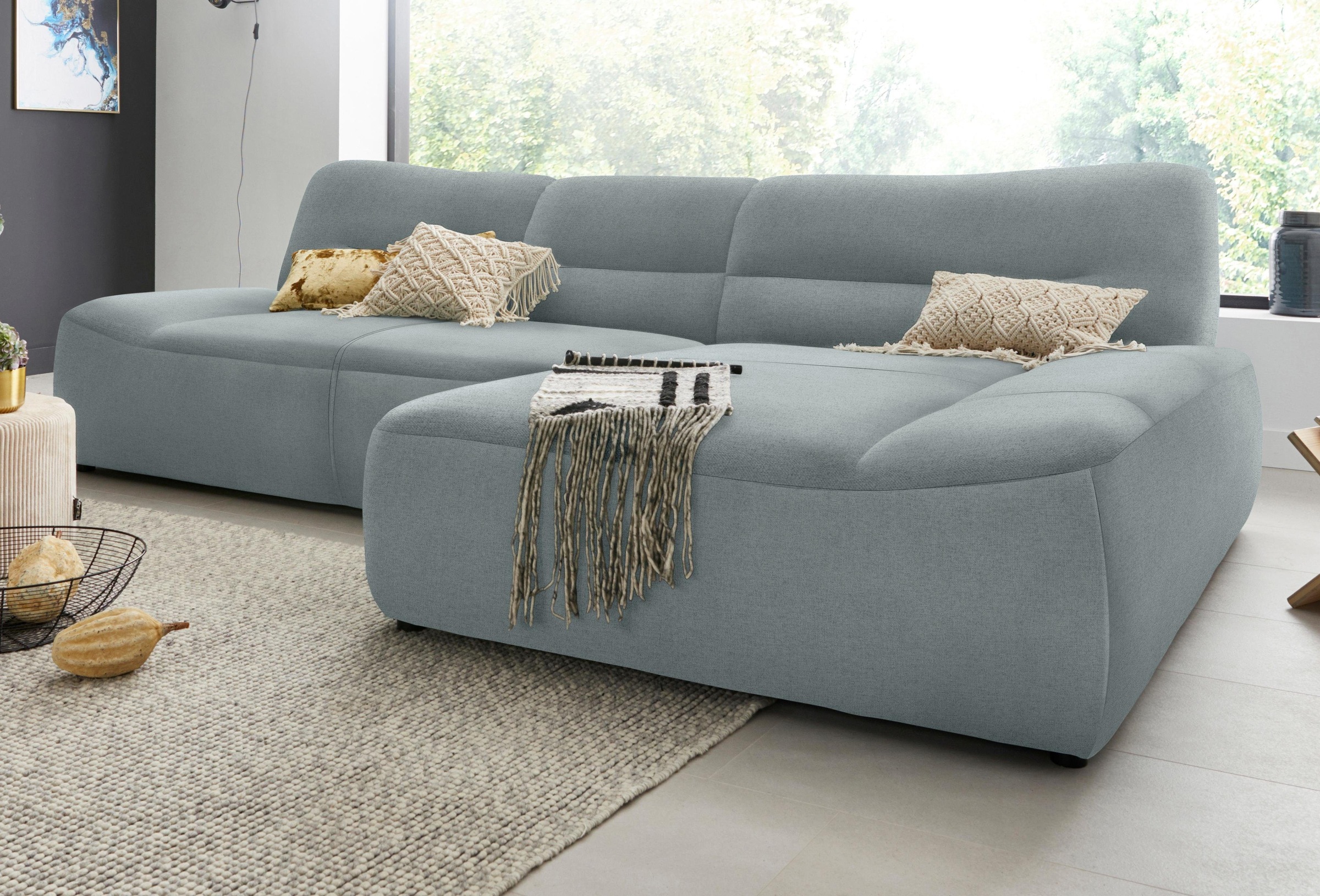 DOMO collection Ecksofa "Cesena moderne Polsterecke mit flachen Armlehnen, L-Form" fester Sitzkomfort, frei im Raum stellbar