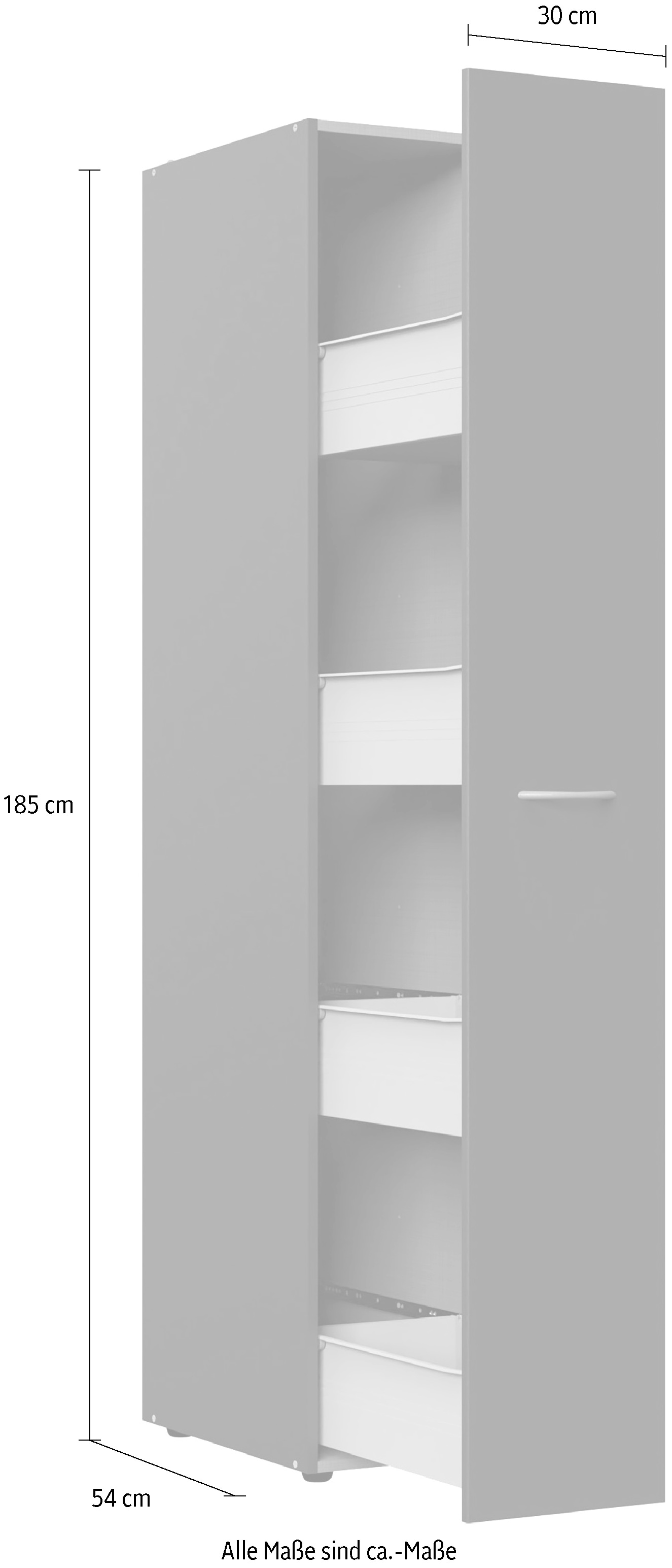 Wimex Apothekerschrank »Multiraumkonzept, 30/54/185cm (B/T/H), Made in Germany«, Schranksystem MRK, geräumiger Hochschrank mit 4 Schubladen