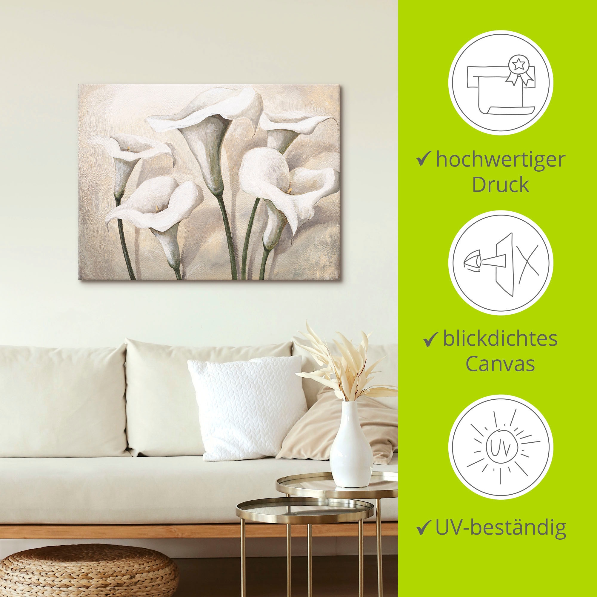 Artland Wandbild »Callas I«, Blumen, (1 St.), als Leinwandbild, Poster, Wandaufkleber in verschied. Größen