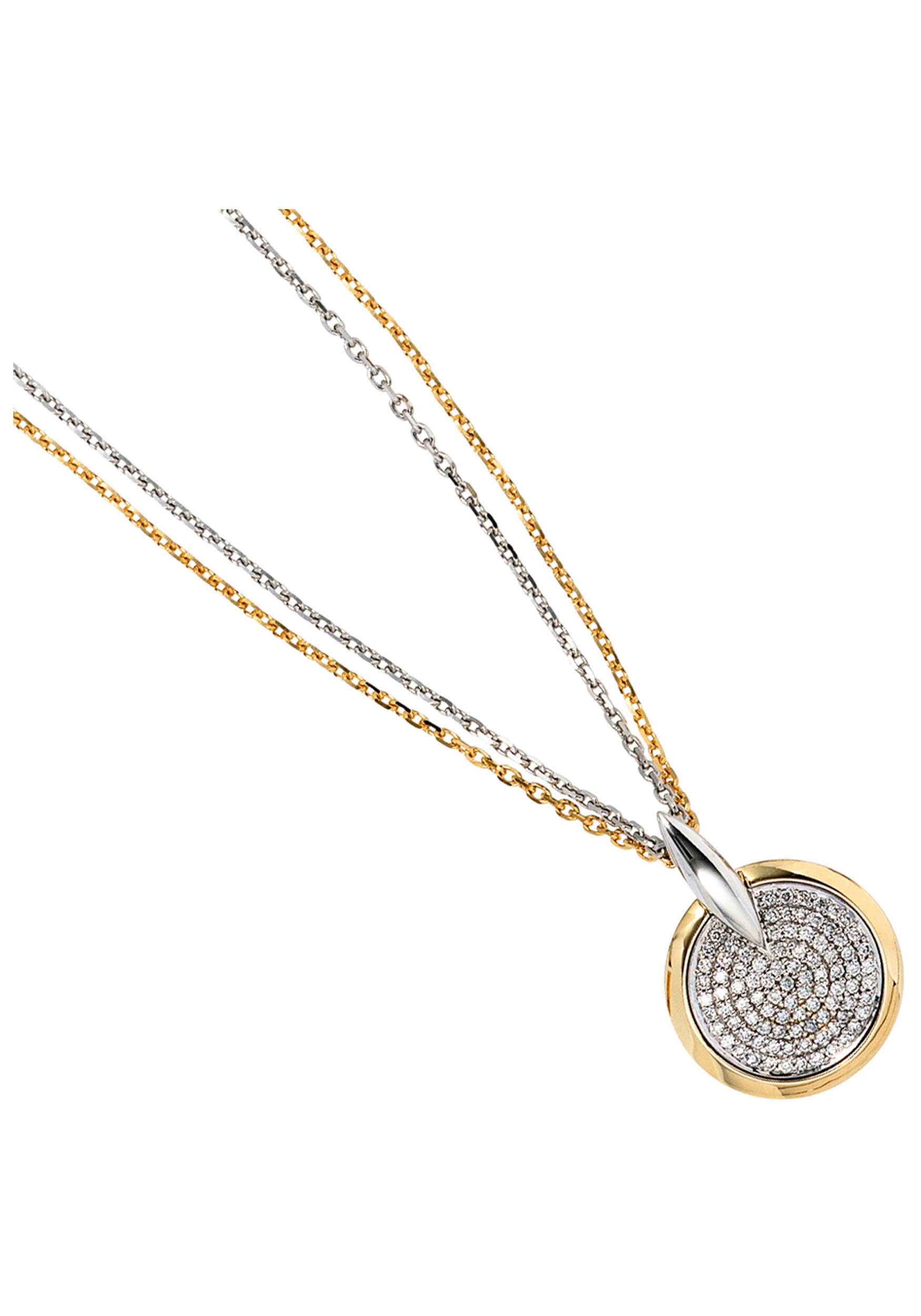 JOBO Runder Anhänger, rund 585 Gold bicolor mit 91 Diamanten