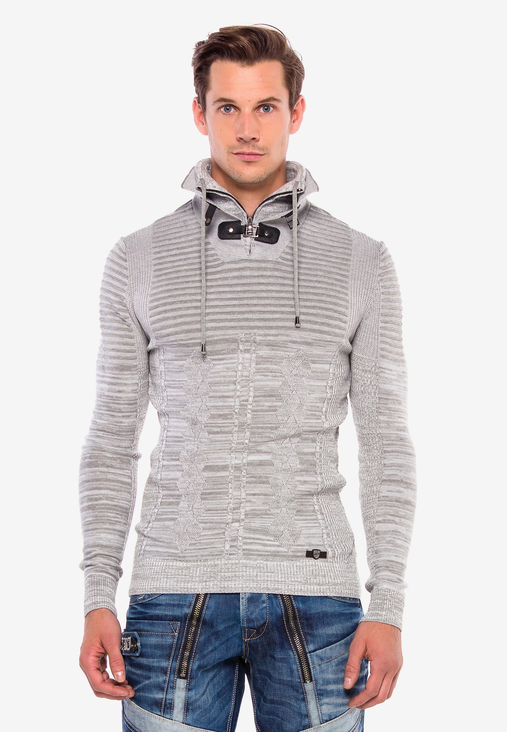 Cipo & Baxx Strickpullover mit Stehkragen